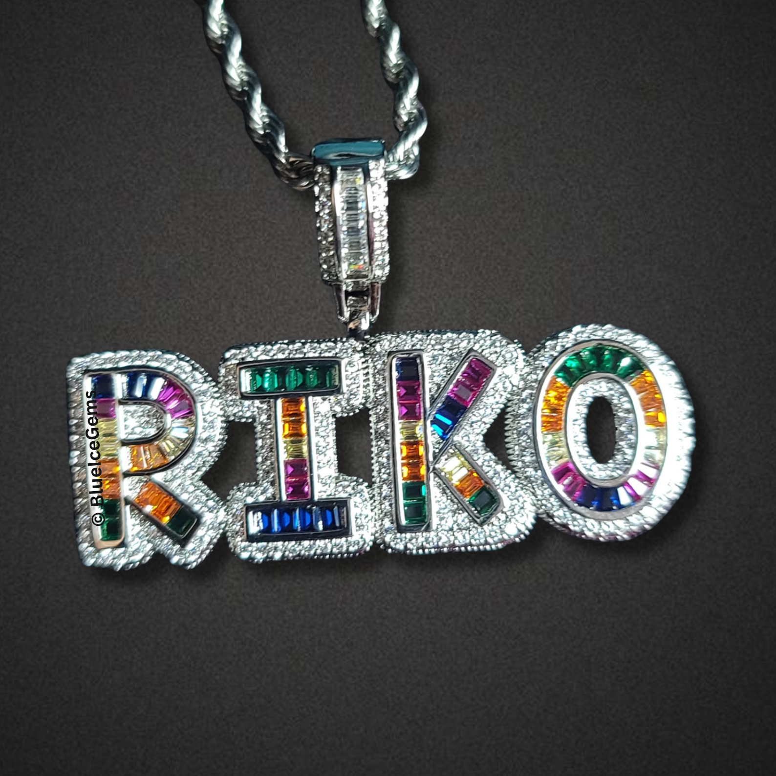 Custom "RAINBOW" Nameplate Necklace