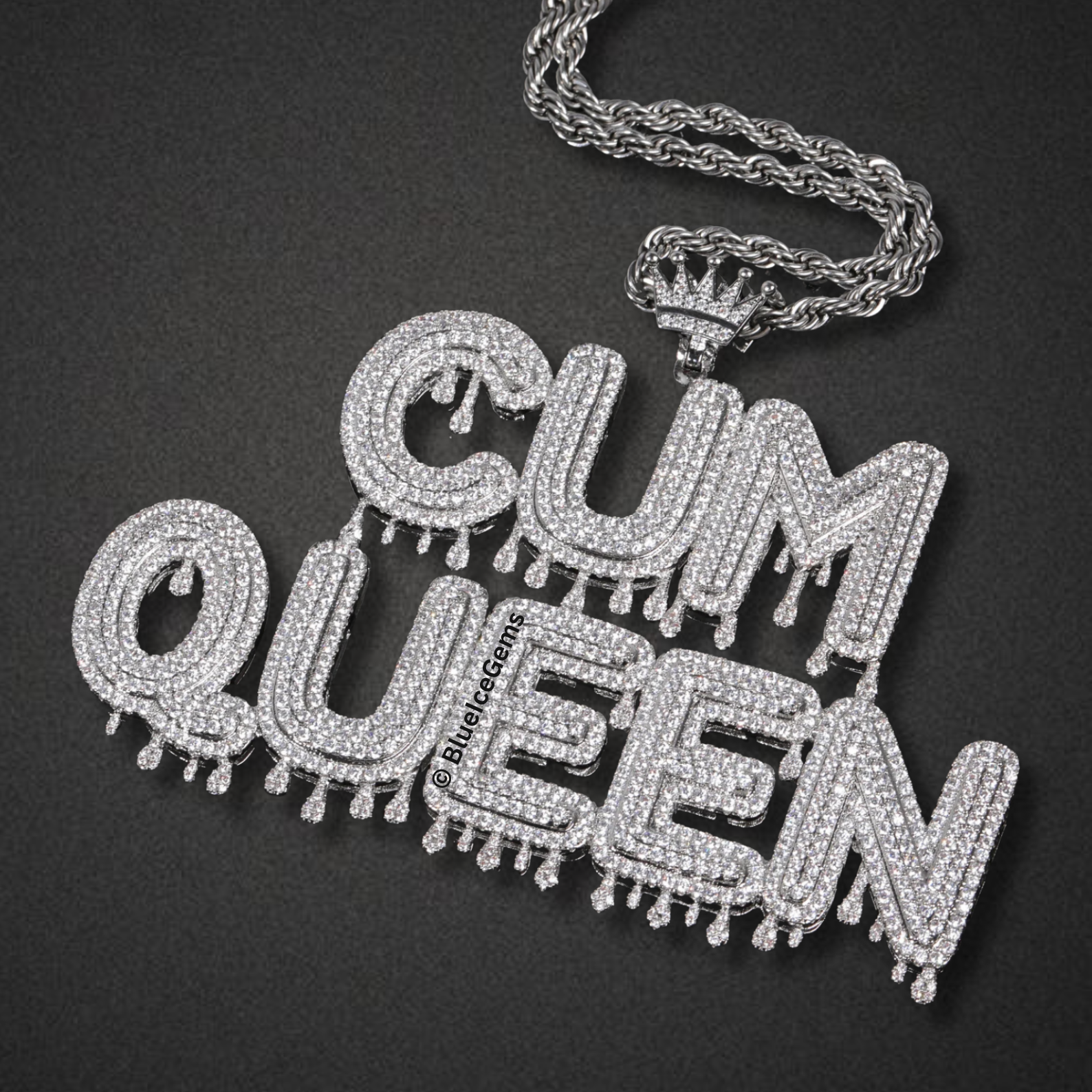Custom Crown "Drip" Nameplate Necklace