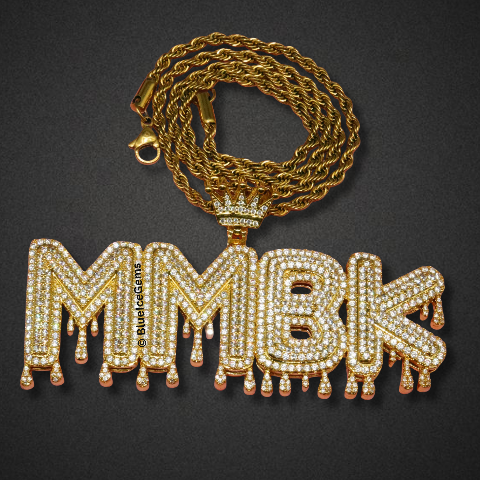 Custom Crown "Drip" Nameplate Necklace