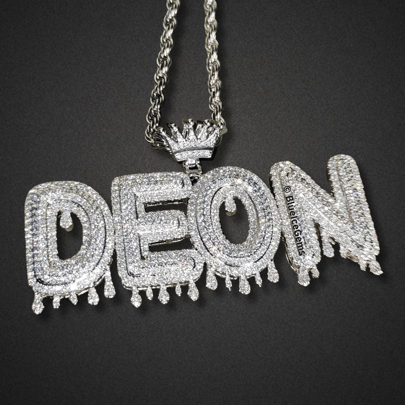 Custom Crown "Drip" Nameplate Necklace