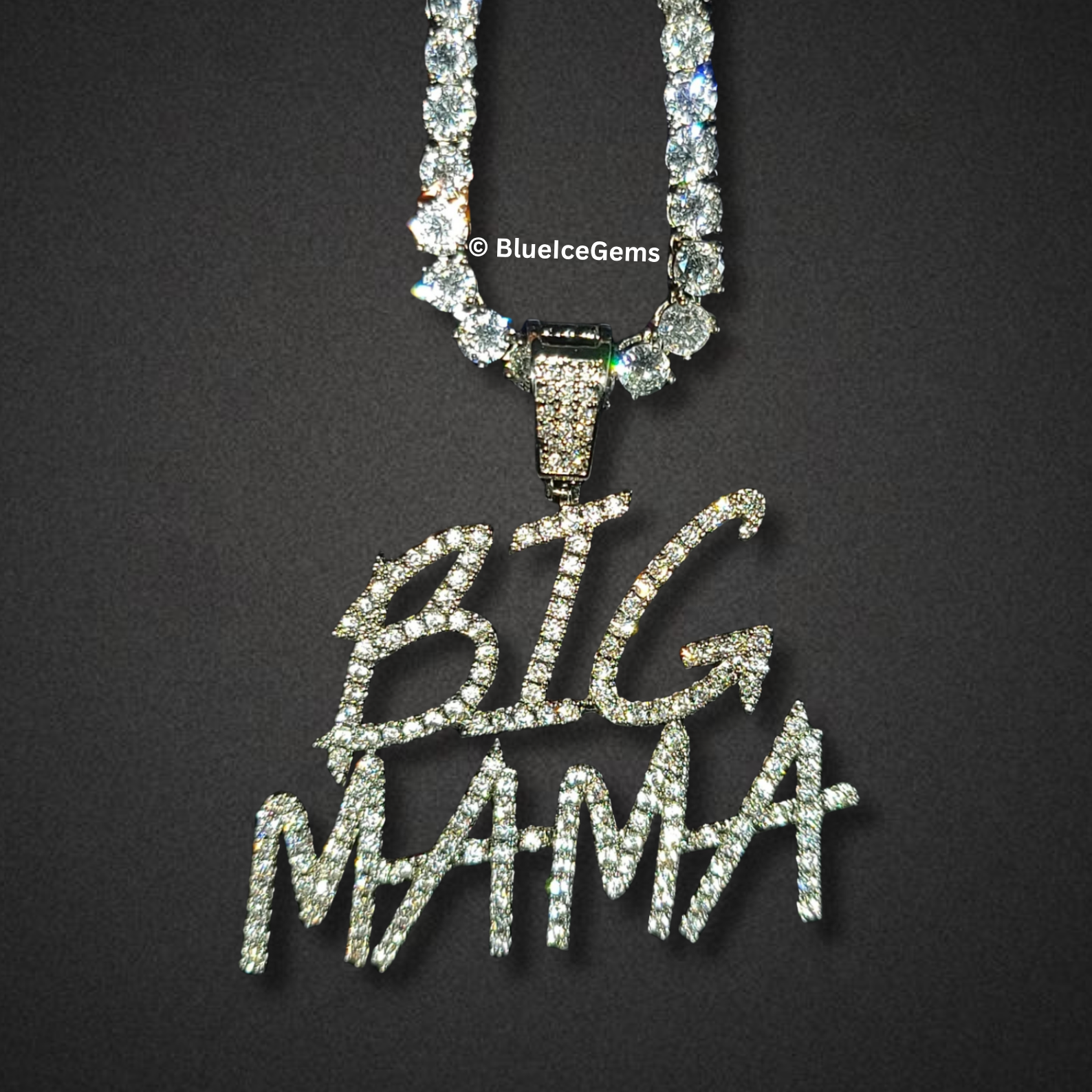 Iced-Out "Pink Crocs" Two-Tier Nameplate Necklace