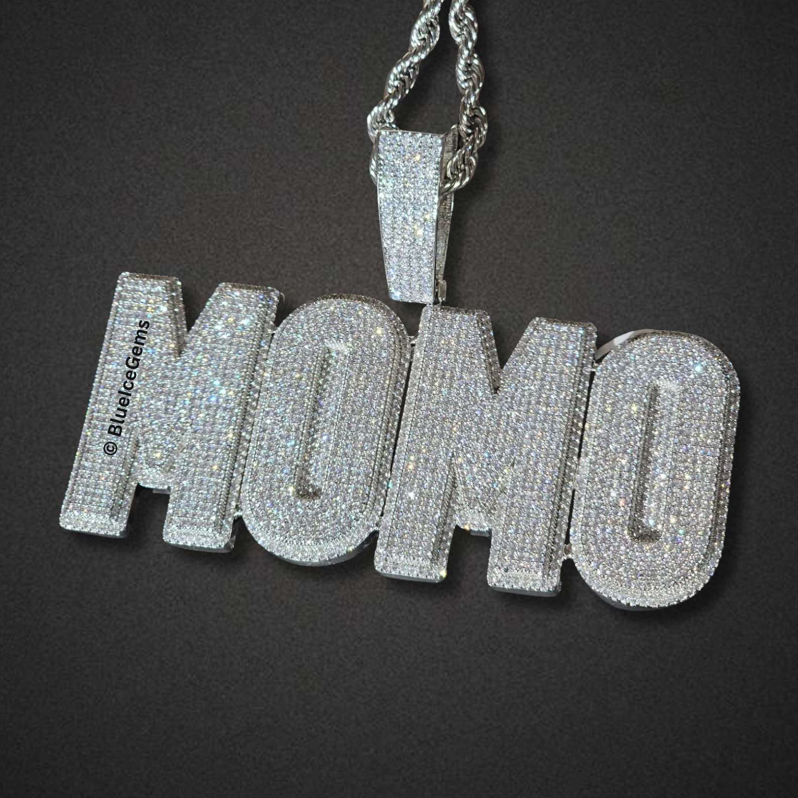 Custom "MOMO" Bubble Font Necklace