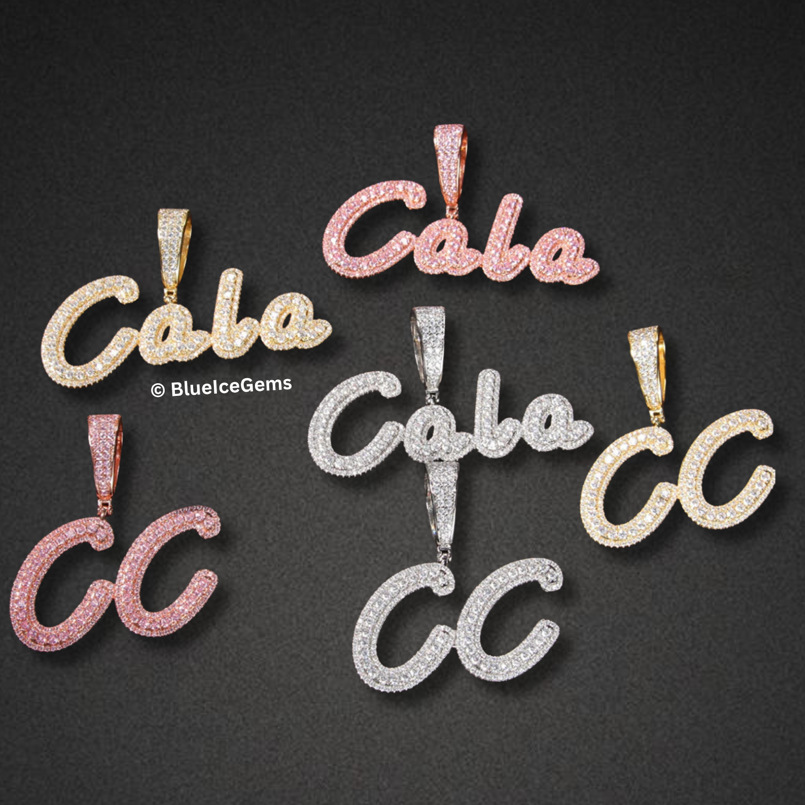 Custom Iced-Out Script "Diana" Nameplate Necklace