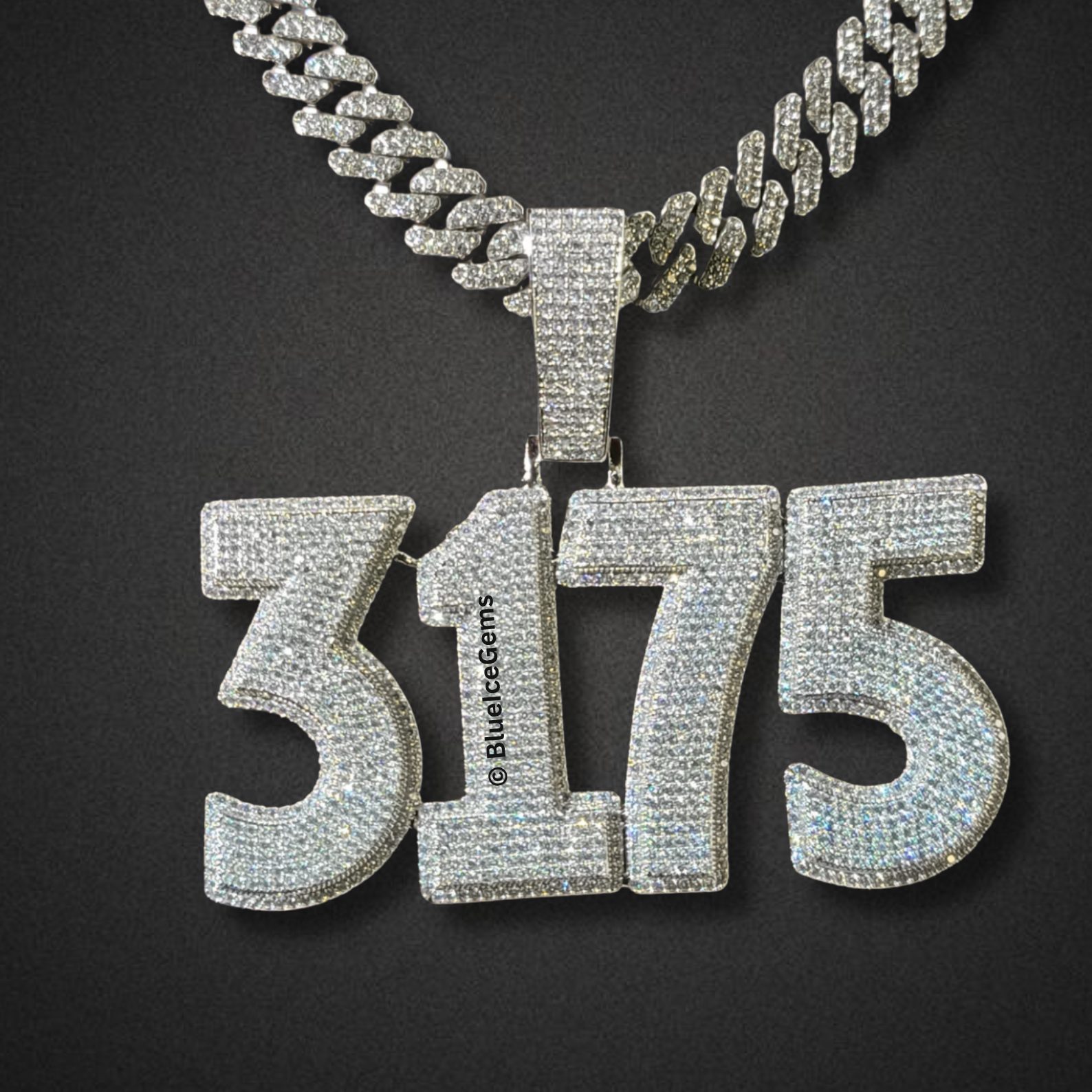 Custom "JUAN" Iced-Out Bubble Letter Necklace
