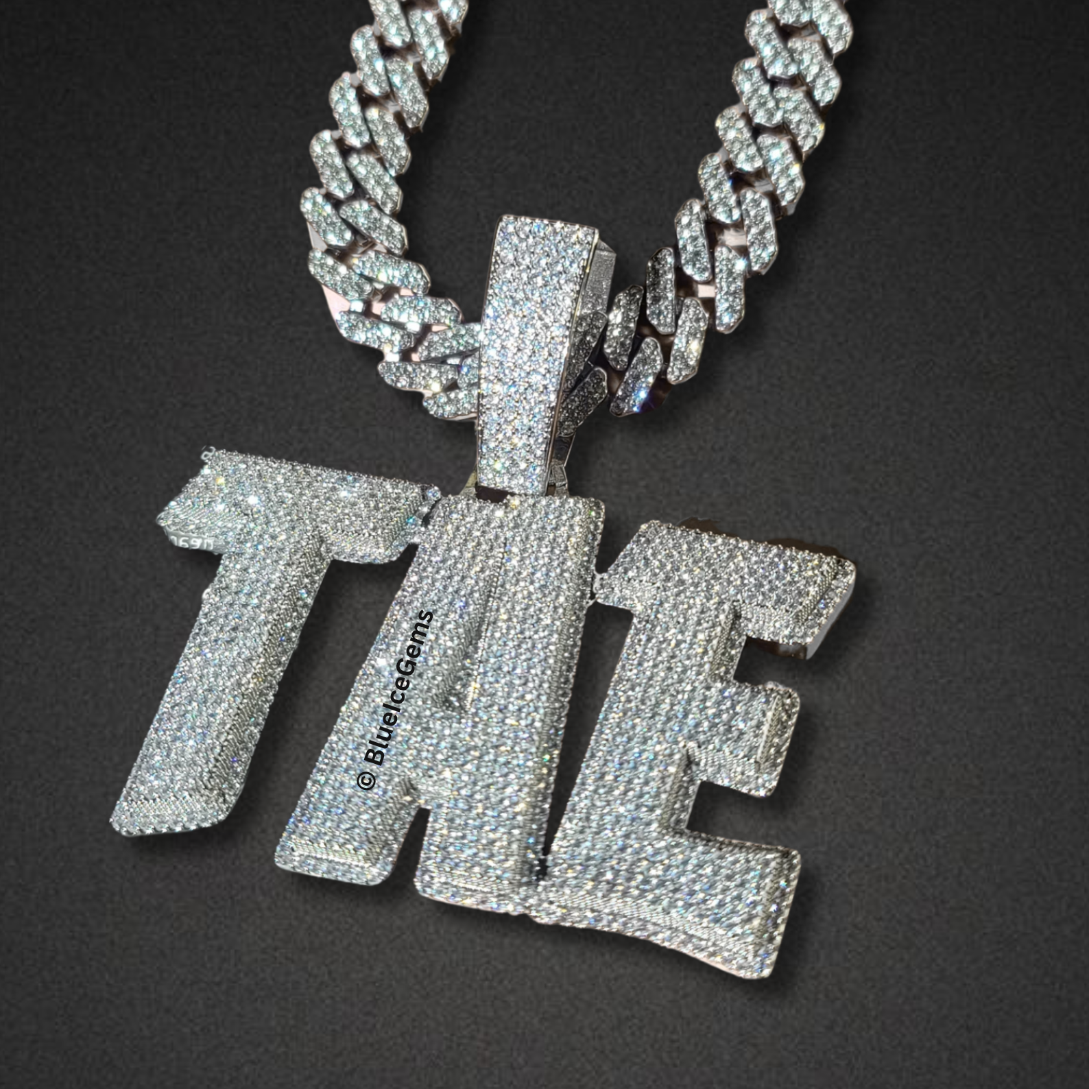 Custom "JUAN" Iced-Out Bubble Letter Necklace