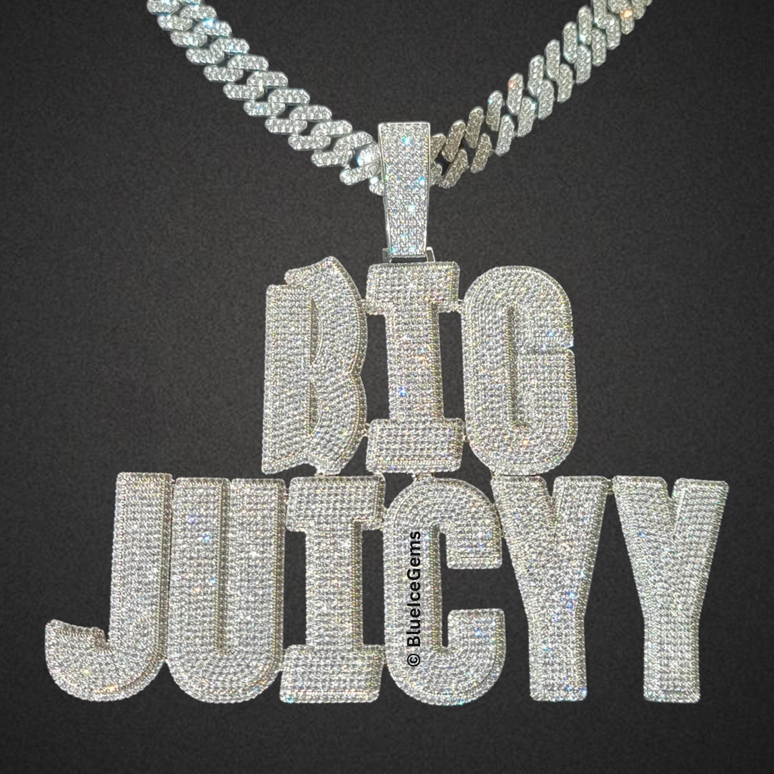 Custom "JUAN" Iced-Out Bubble Letter Necklace