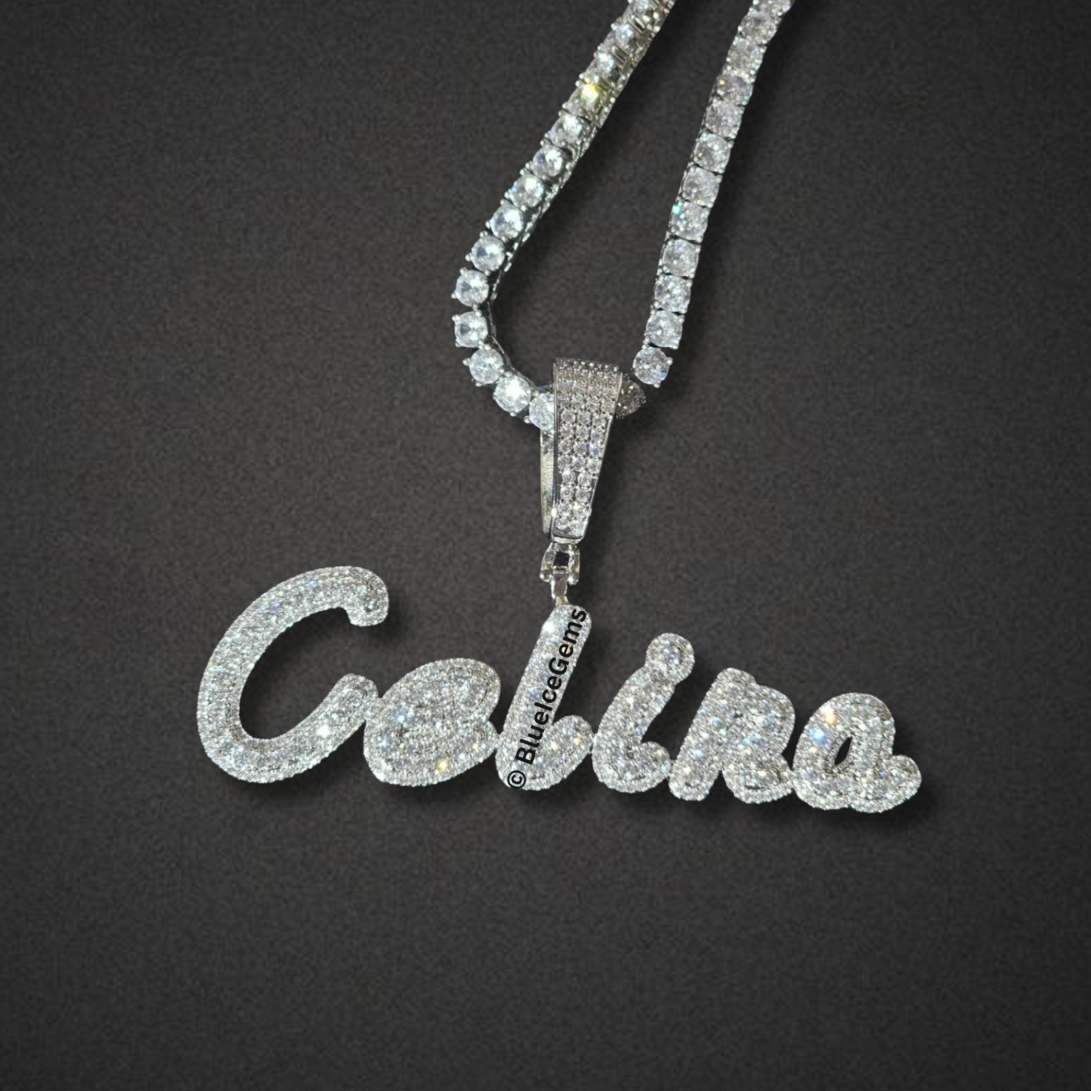 Custom "Celina" Script Nameplate Necklace