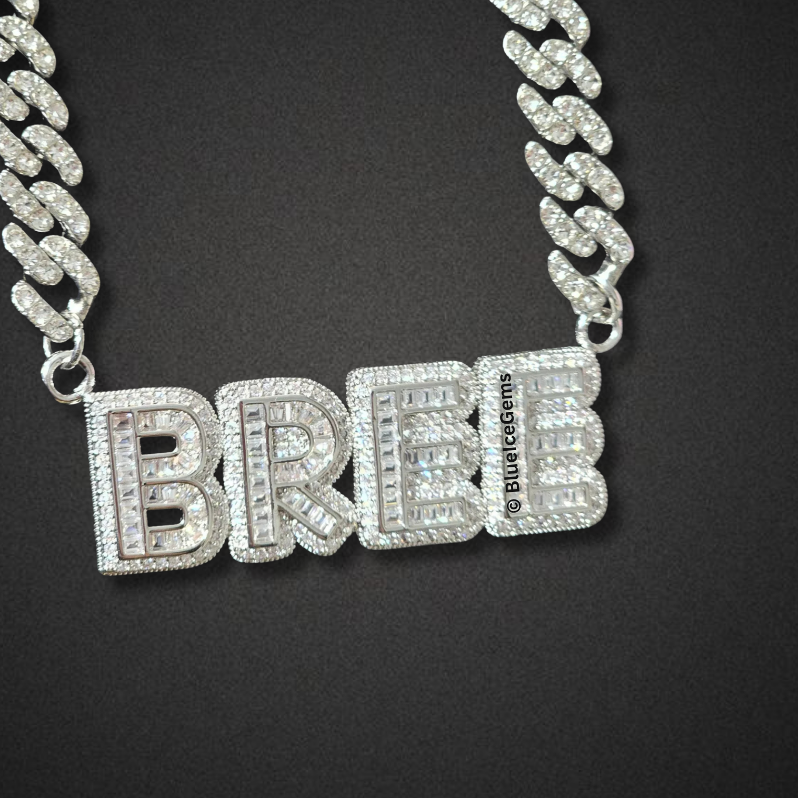 Custom Iced-Out Block Font Nameplate Necklaces