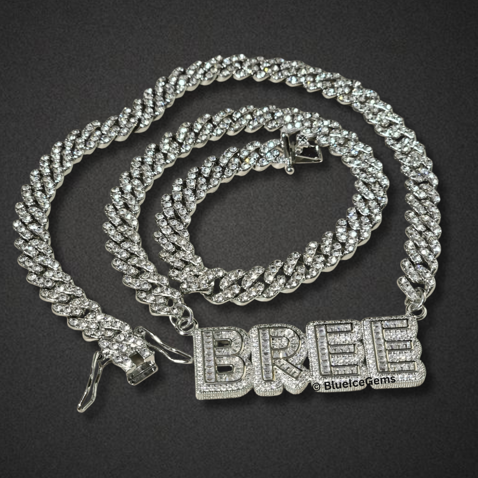 Custom Iced-Out Block Font Nameplate Necklaces