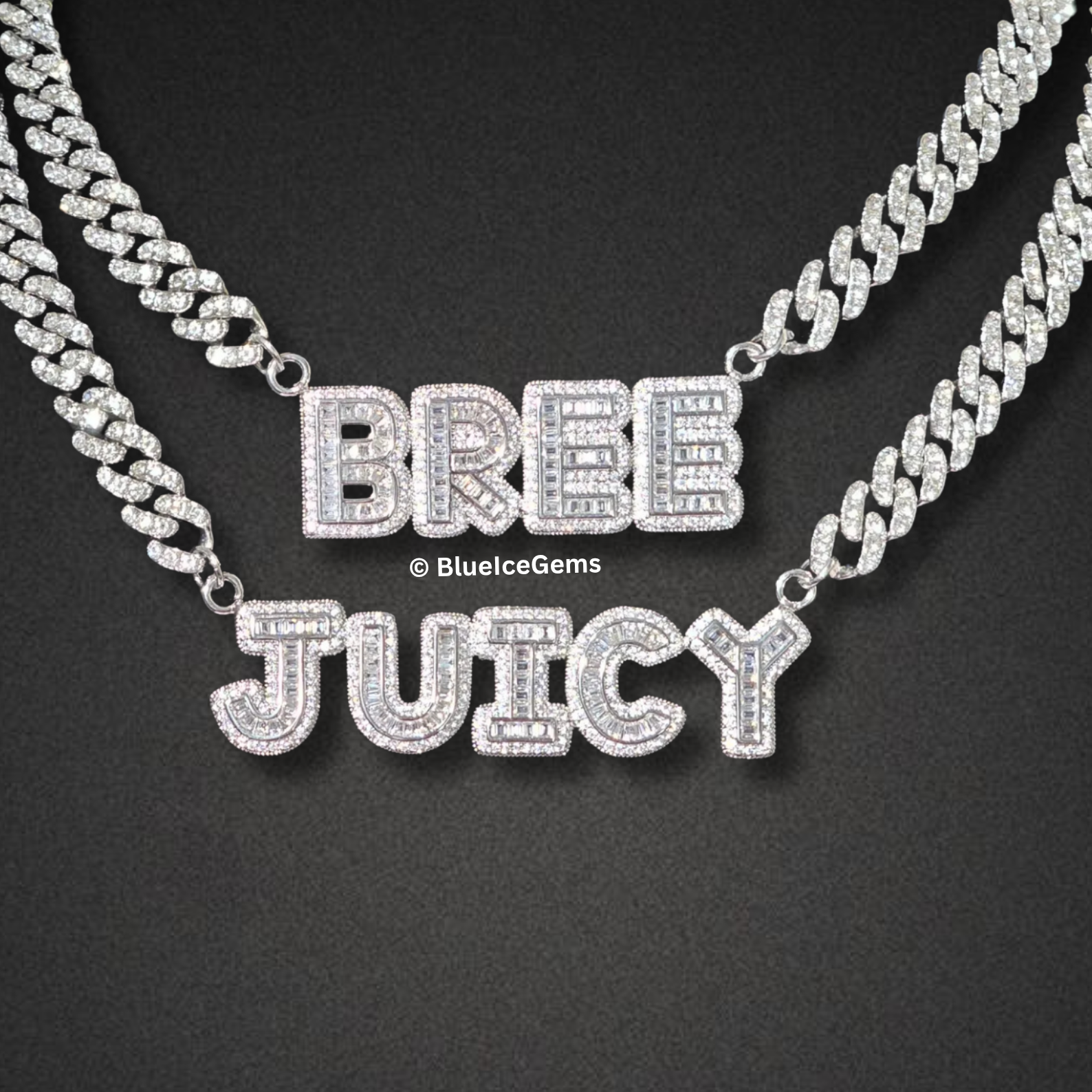 Custom Iced-Out Block Font Nameplate Necklaces