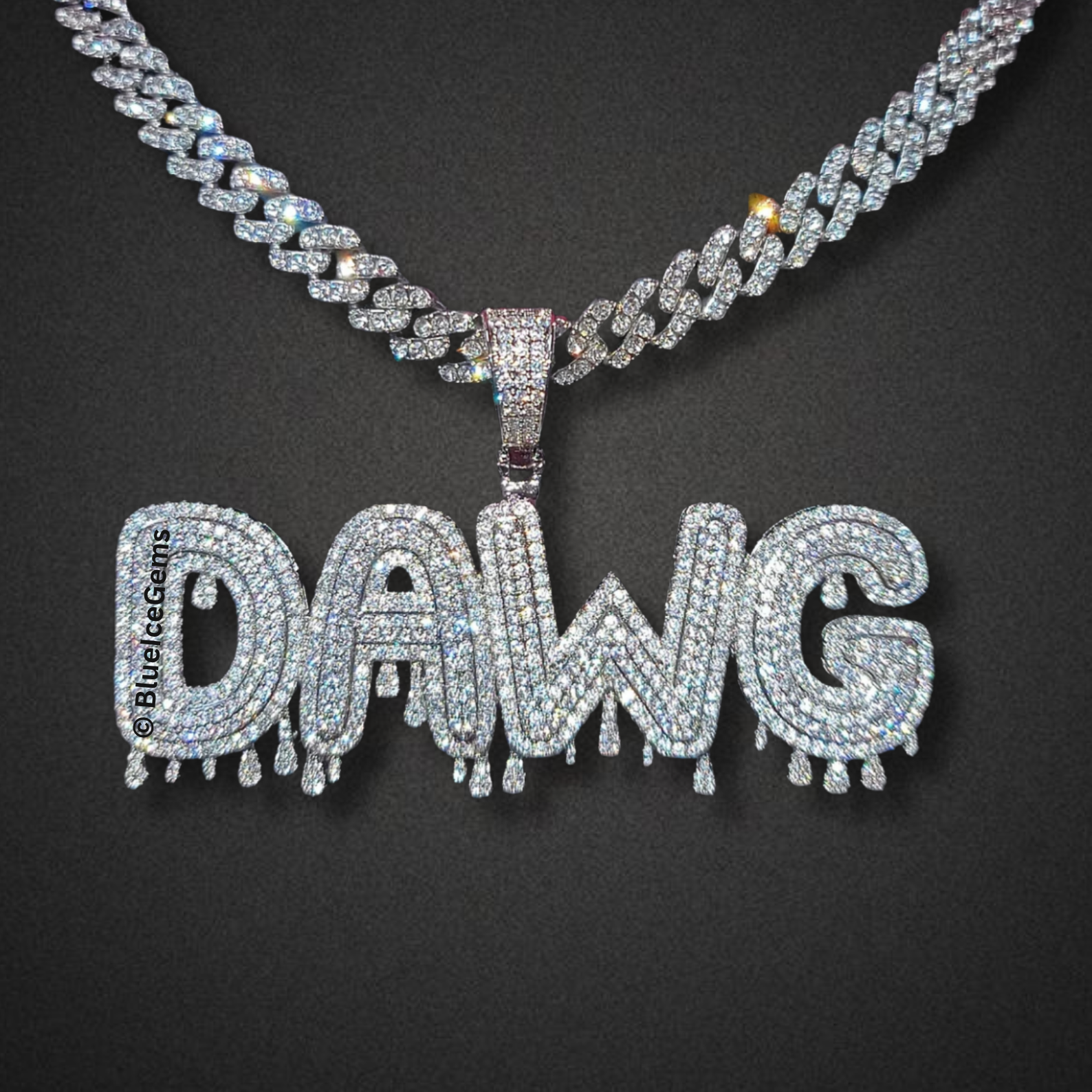 Custom Iced-Out Waterdrop "Drip" Nameplate Necklace