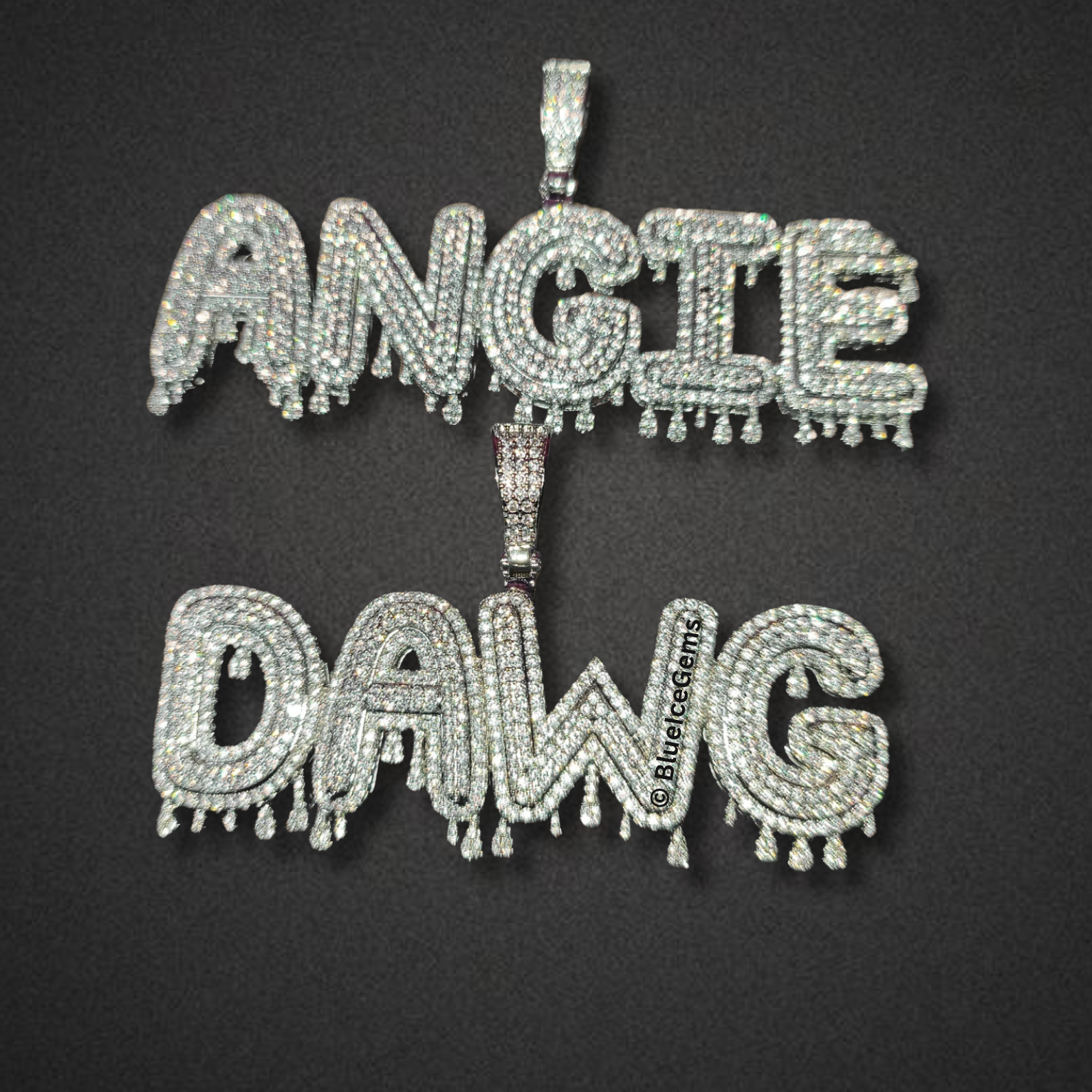 Custom Iced-Out Waterdrop "Drip" Nameplate Necklace