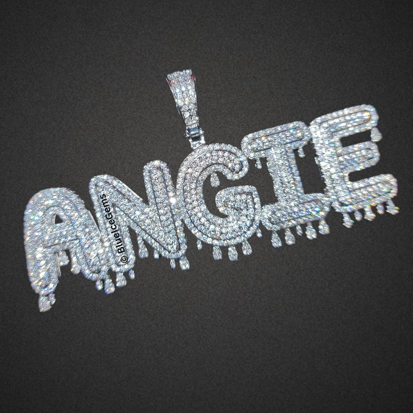 Custom Iced-Out Waterdrop "Drip" Nameplate Necklace