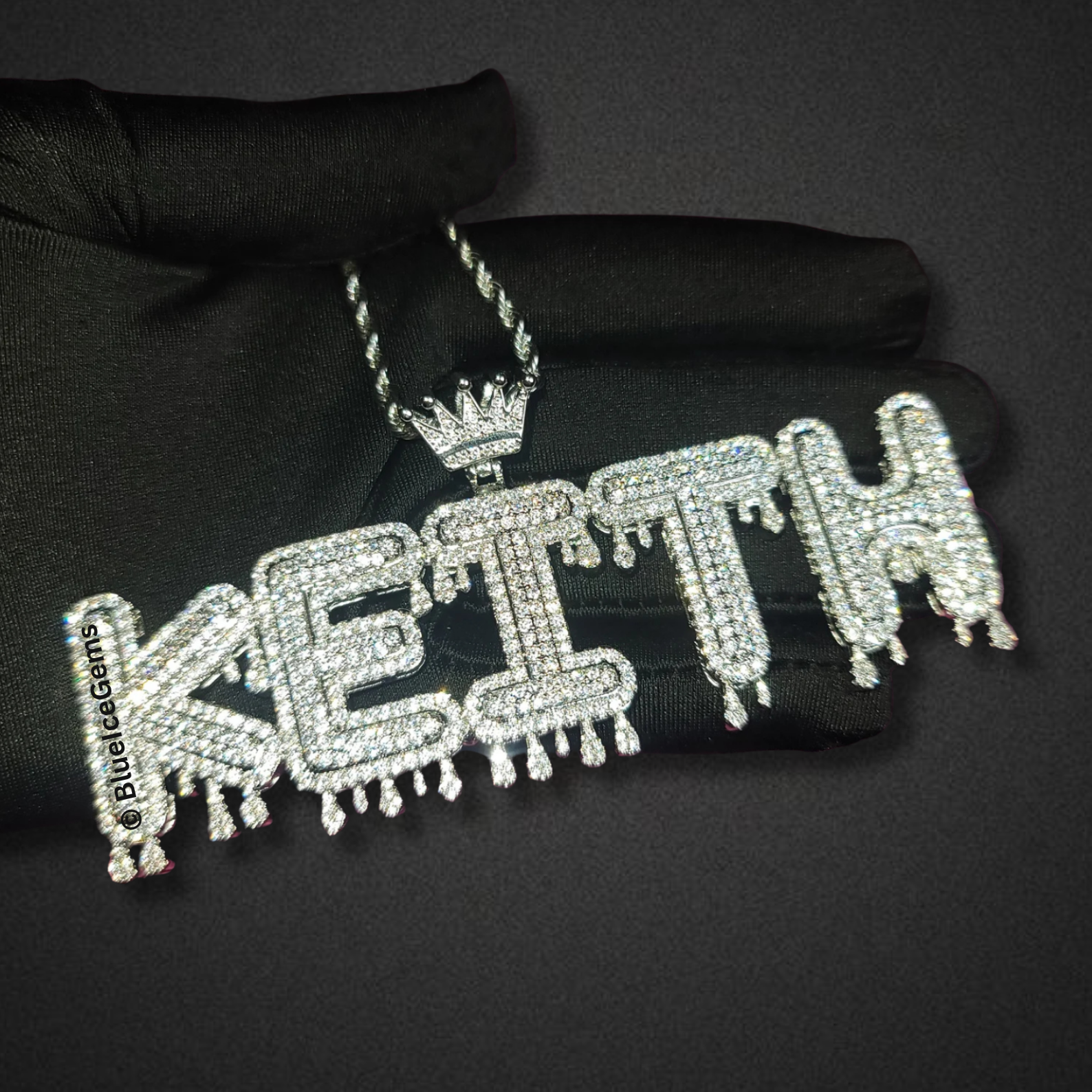 Custom Swagger Crown & "Drip" Name Necklace