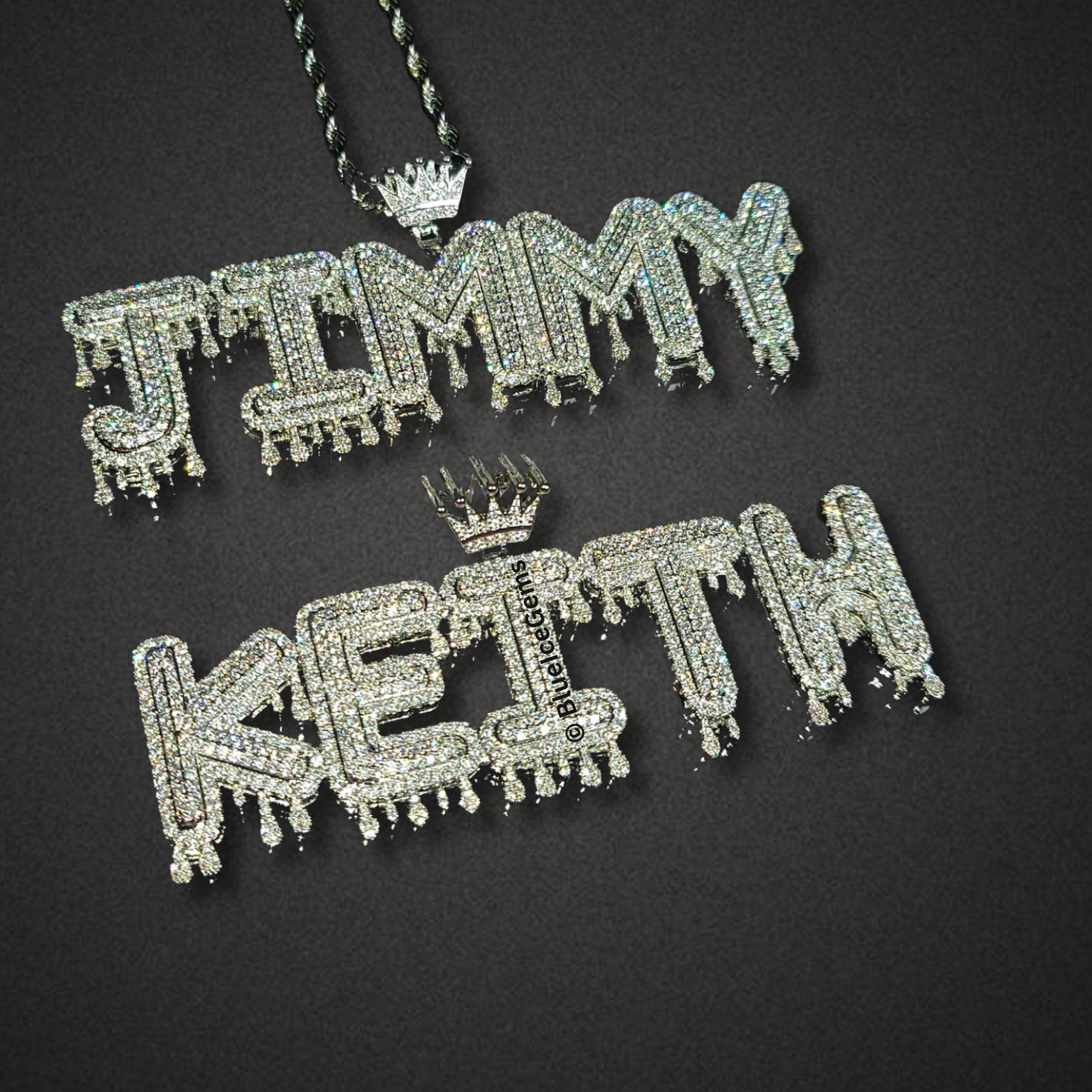 Custom Swagger Crown & "Drip" Name Necklace
