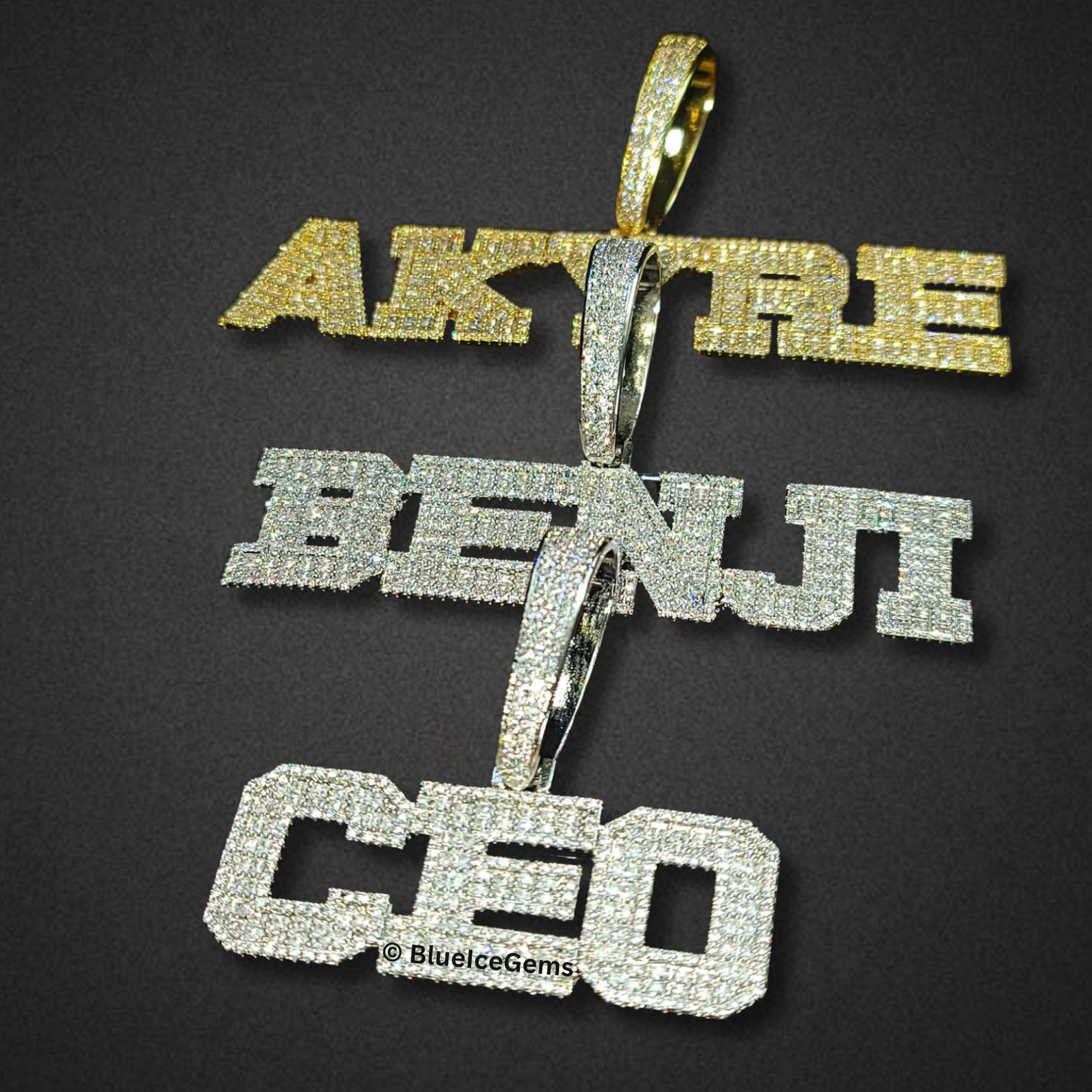 Custom "ANDRES" Iced-Out Block Font Nameplate Necklace