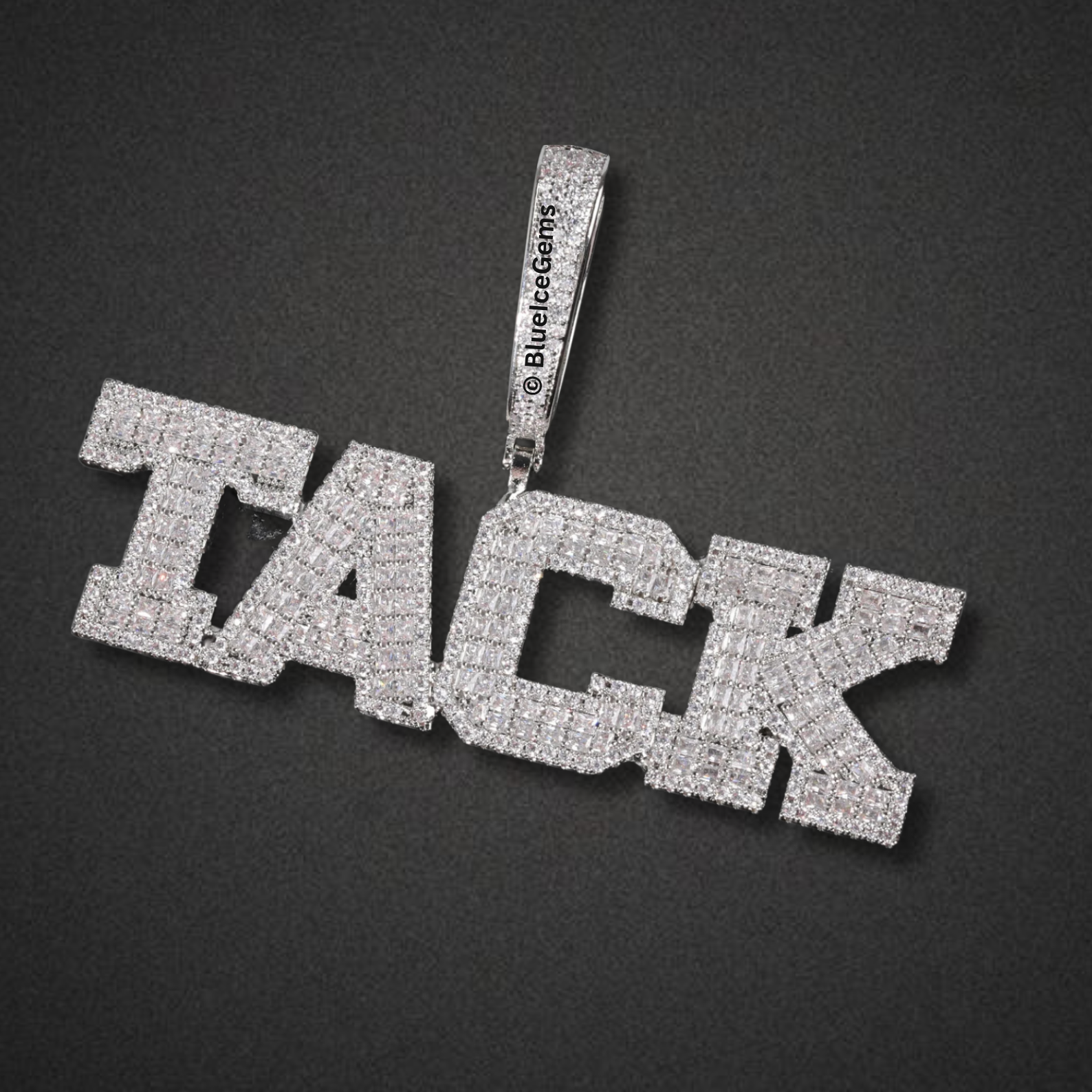 Custom "ANDRES" Iced-Out Block Font Nameplate Necklace