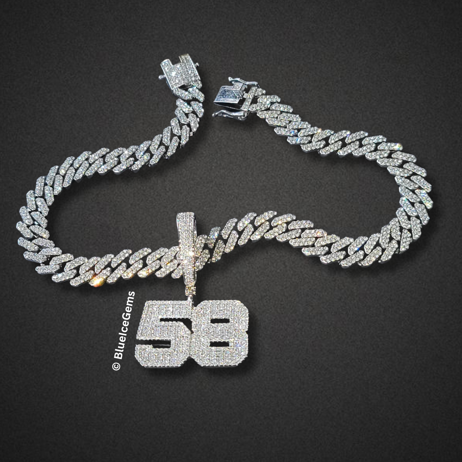 Custom "ANDRES" Iced-Out Block Font Nameplate Necklace