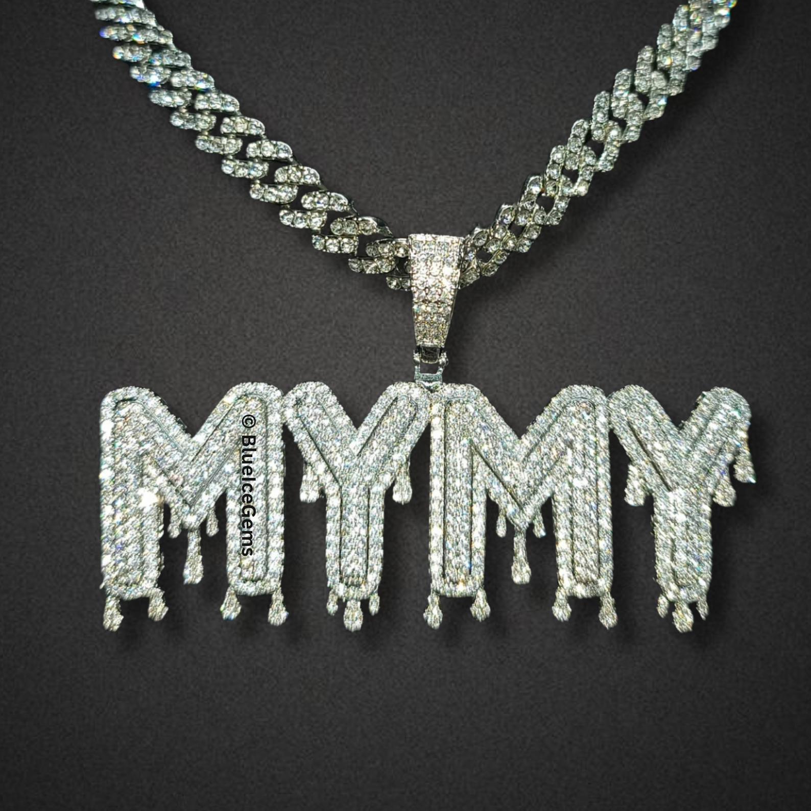 Iced-Out "Mom" Drip Necklace