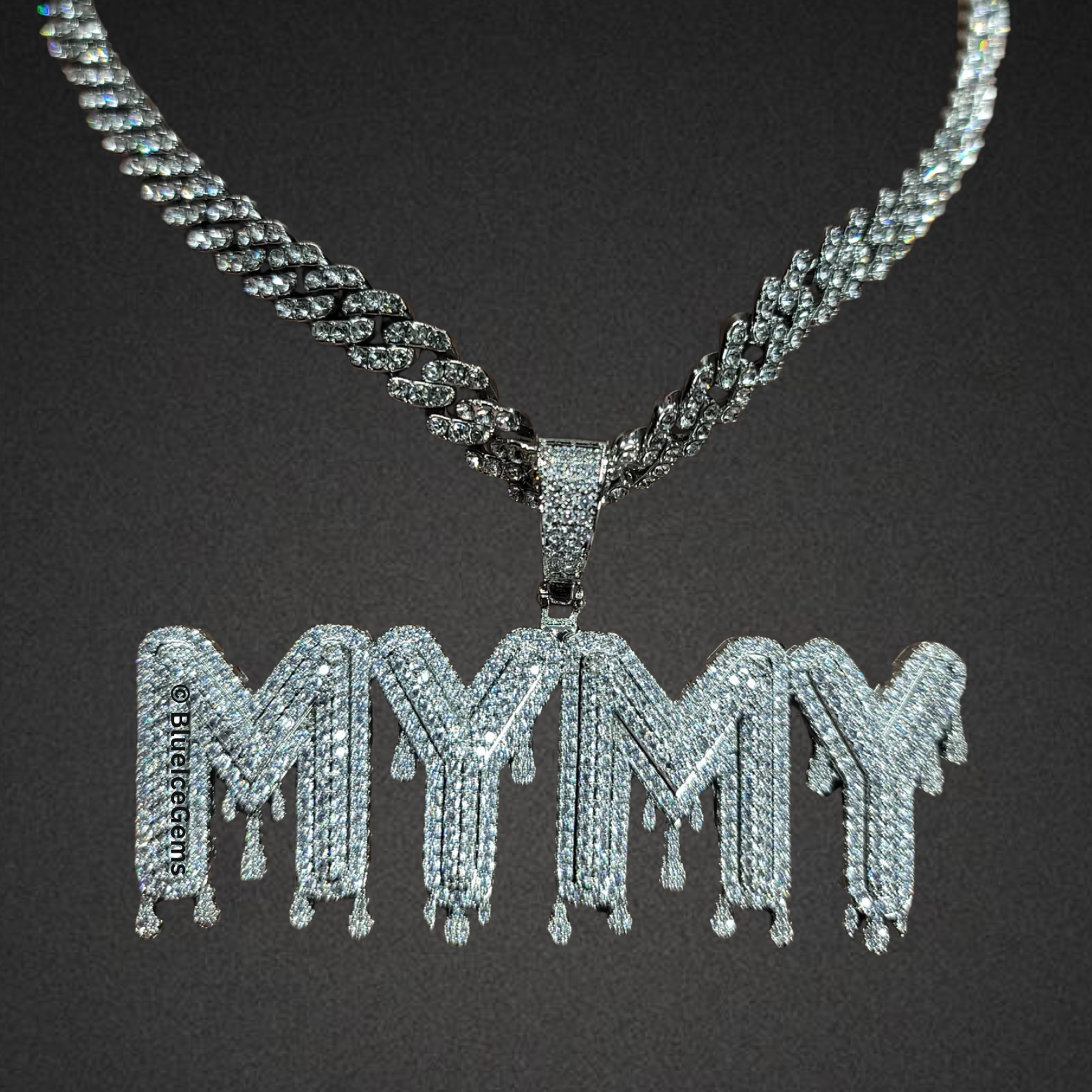 Iced-Out "Mom" Drip Necklace