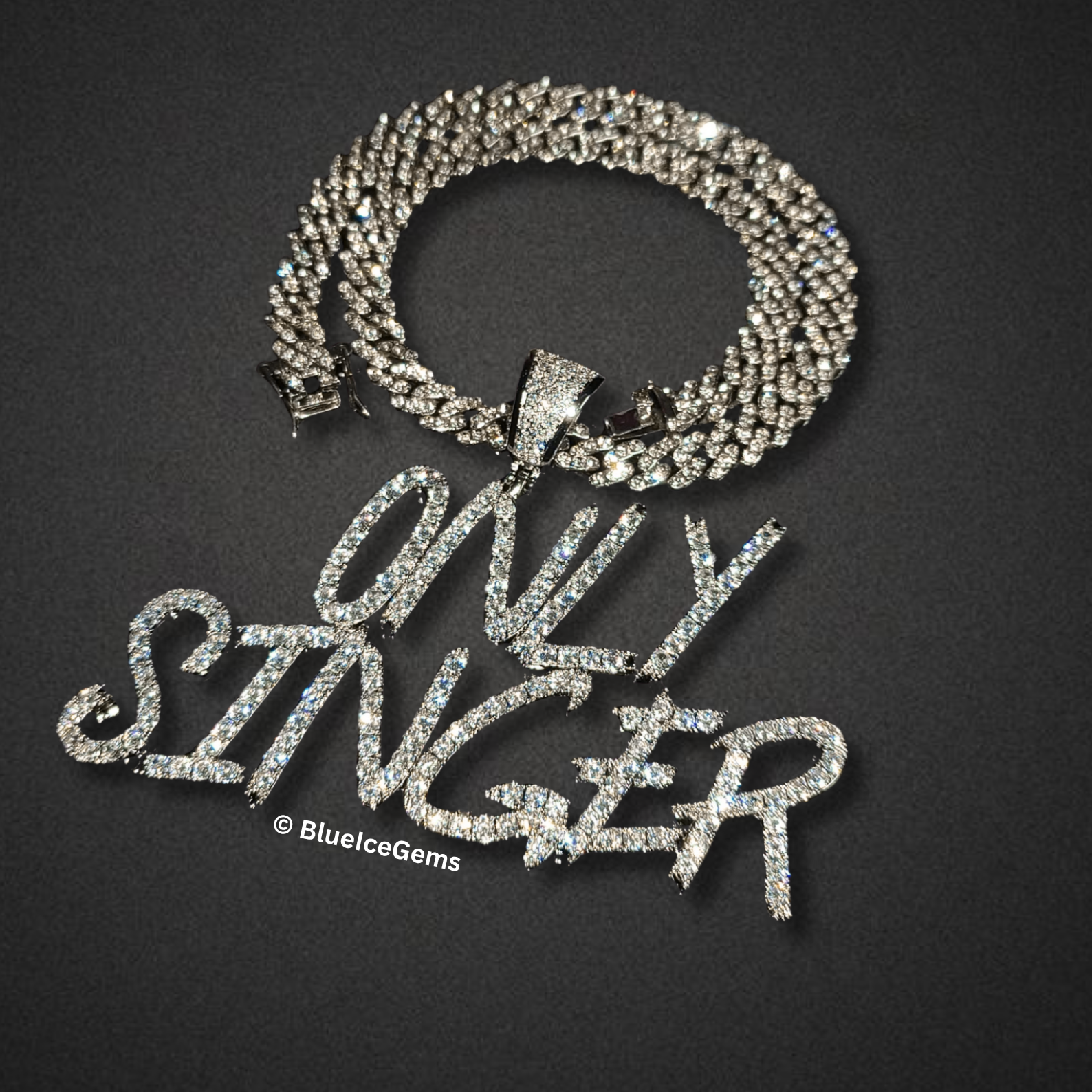 "ONLY SINGER" Script Diamond Necklace