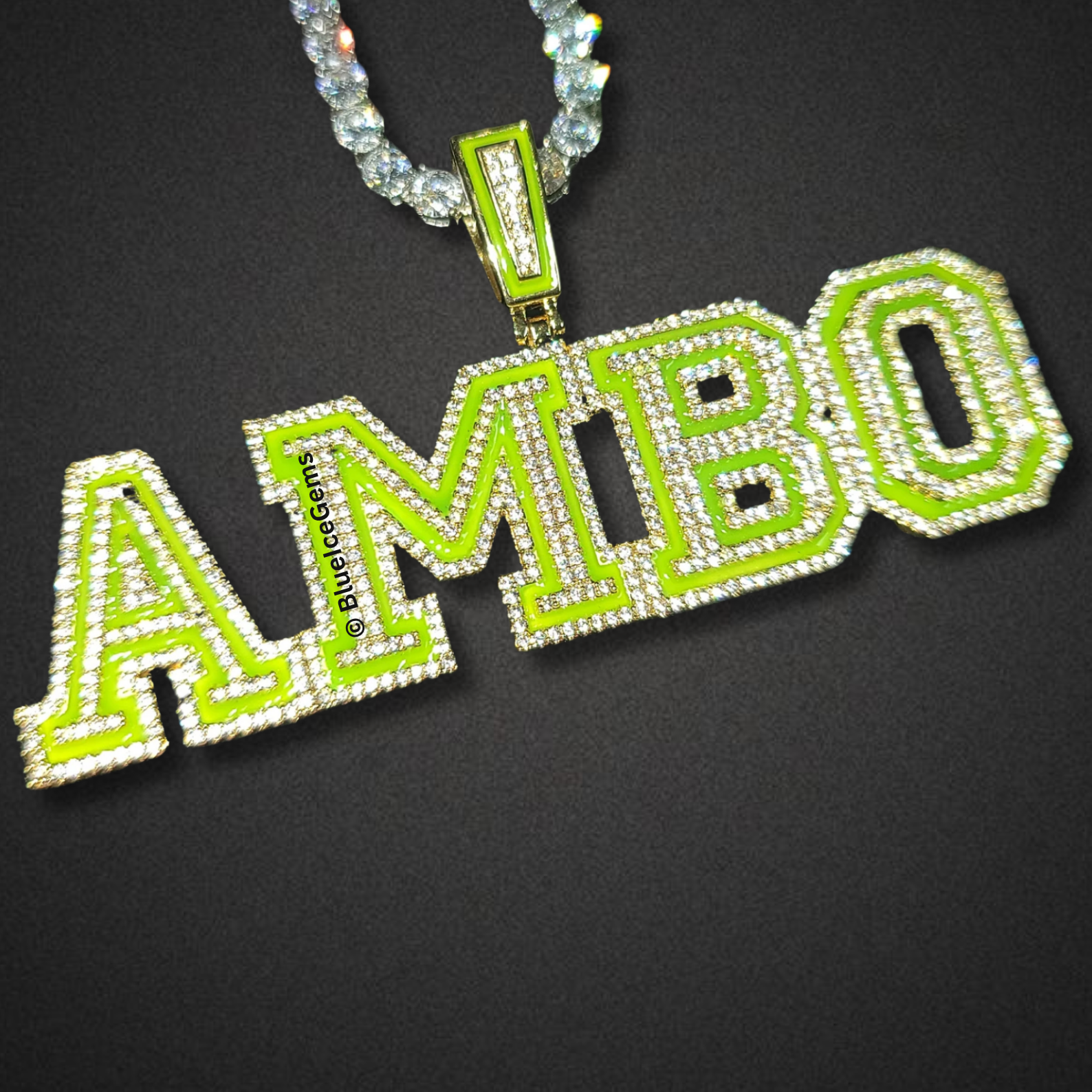 Iced-Out Two-Tone Nameplate Necklace