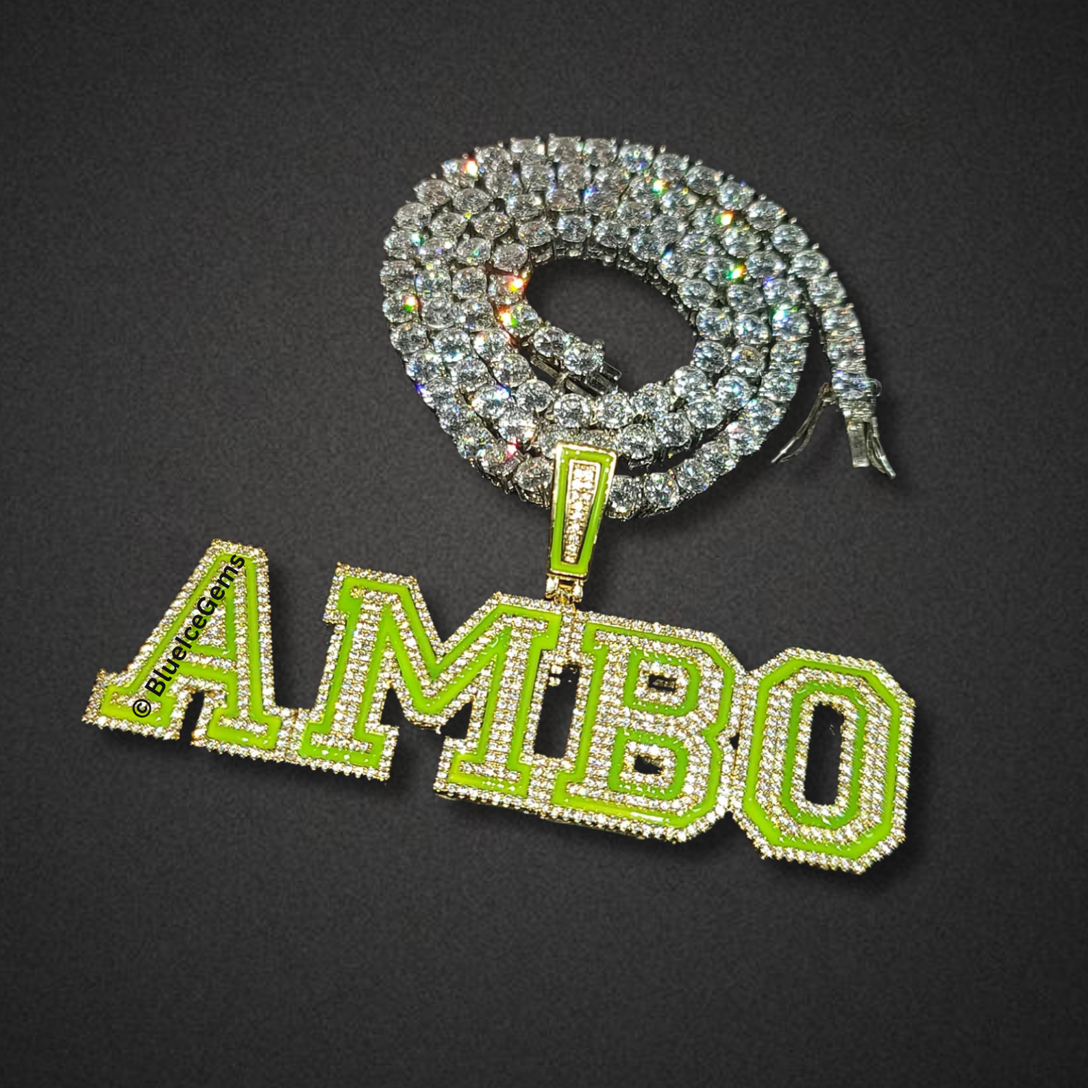 Iced-Out Two-Tone Nameplate Necklace