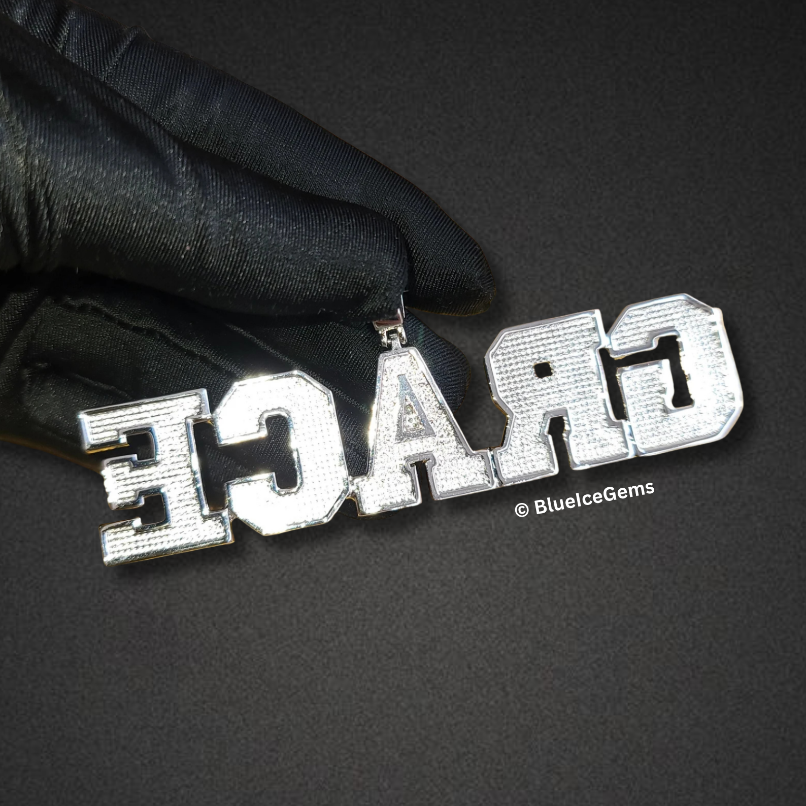 Iced-Out Two-Tone Nameplate Necklace