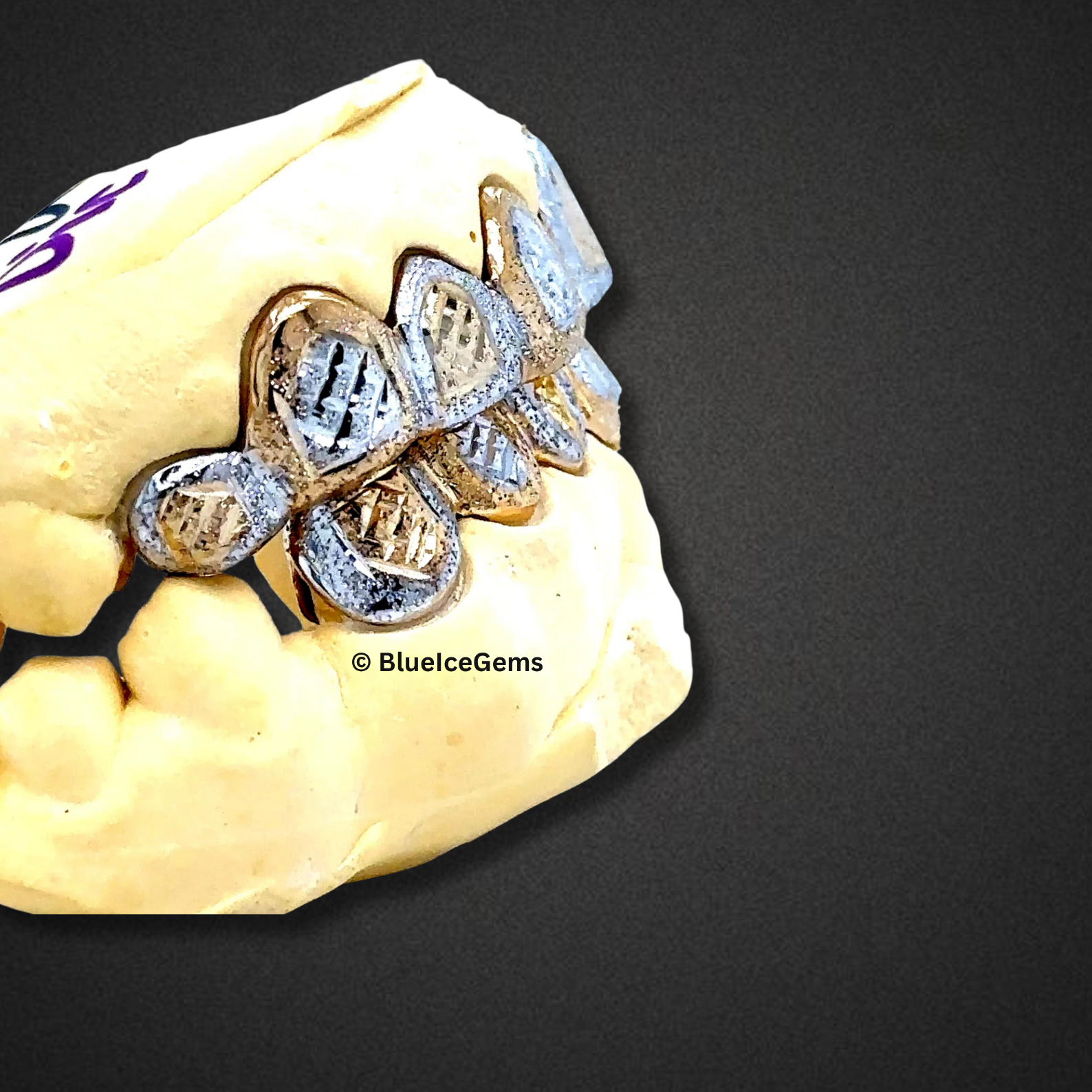 Frosted Monarch Diamond‑Cut Grillz