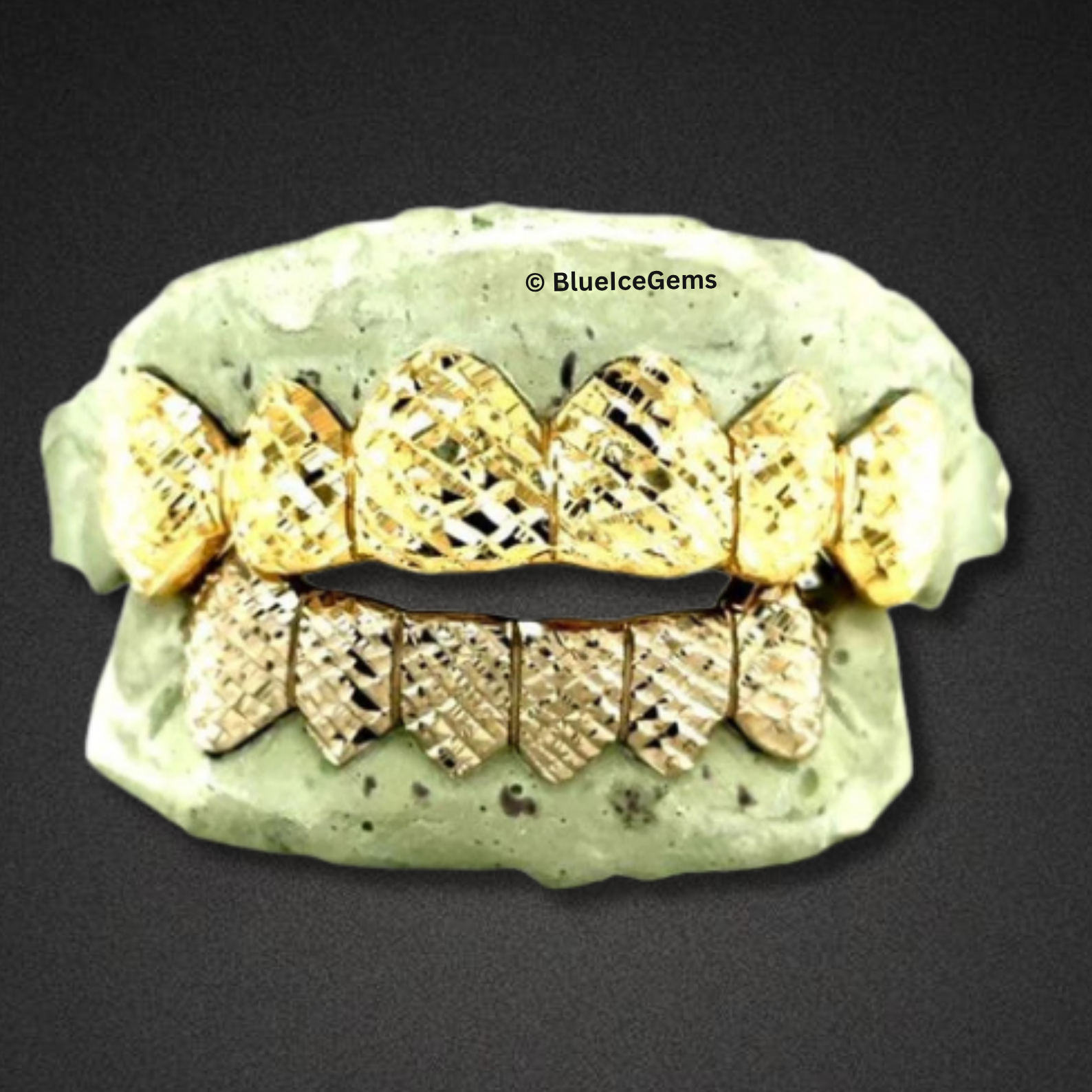 Gold Stacked Diamond-Cut Grillz