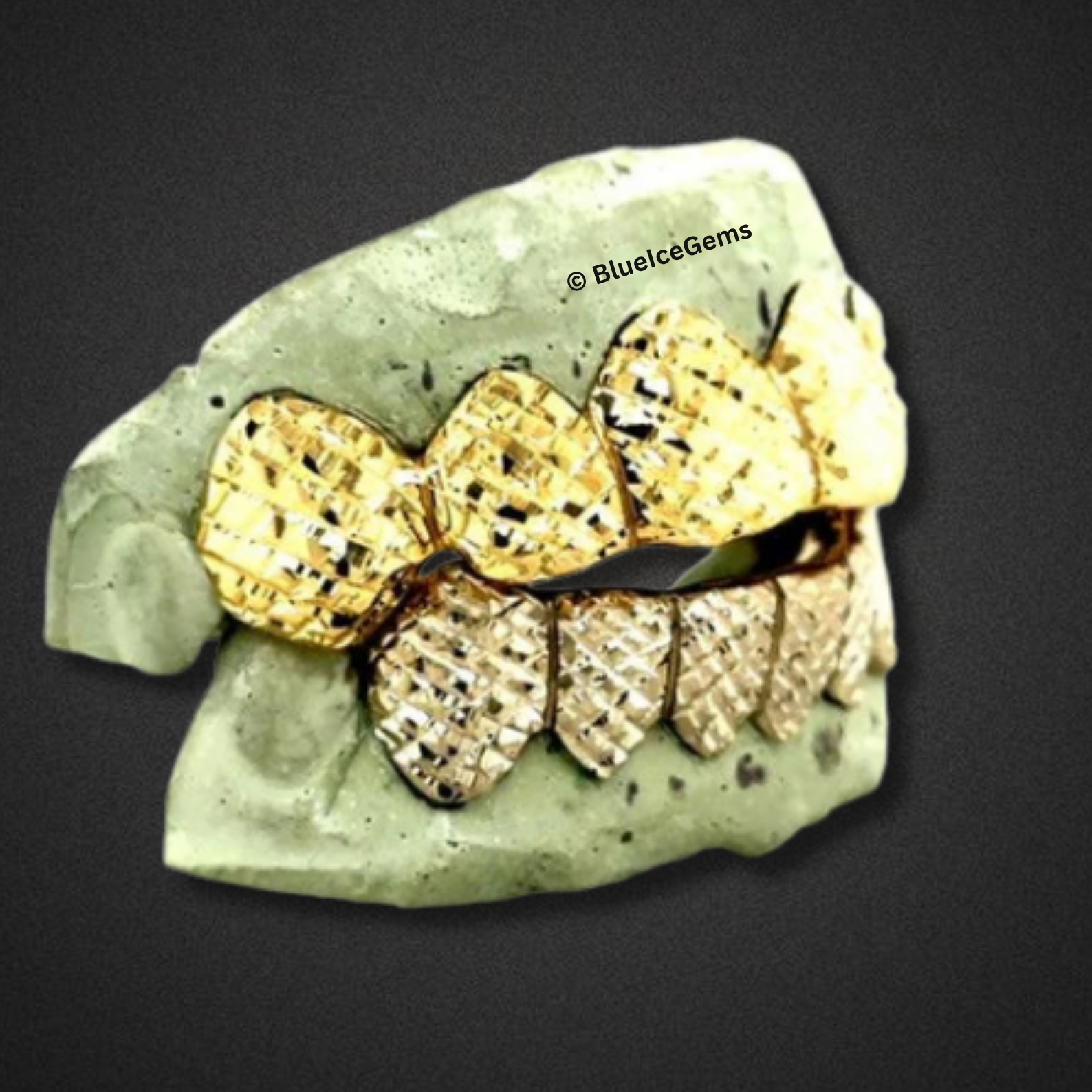 Gold Stacked Diamond-Cut Grillz