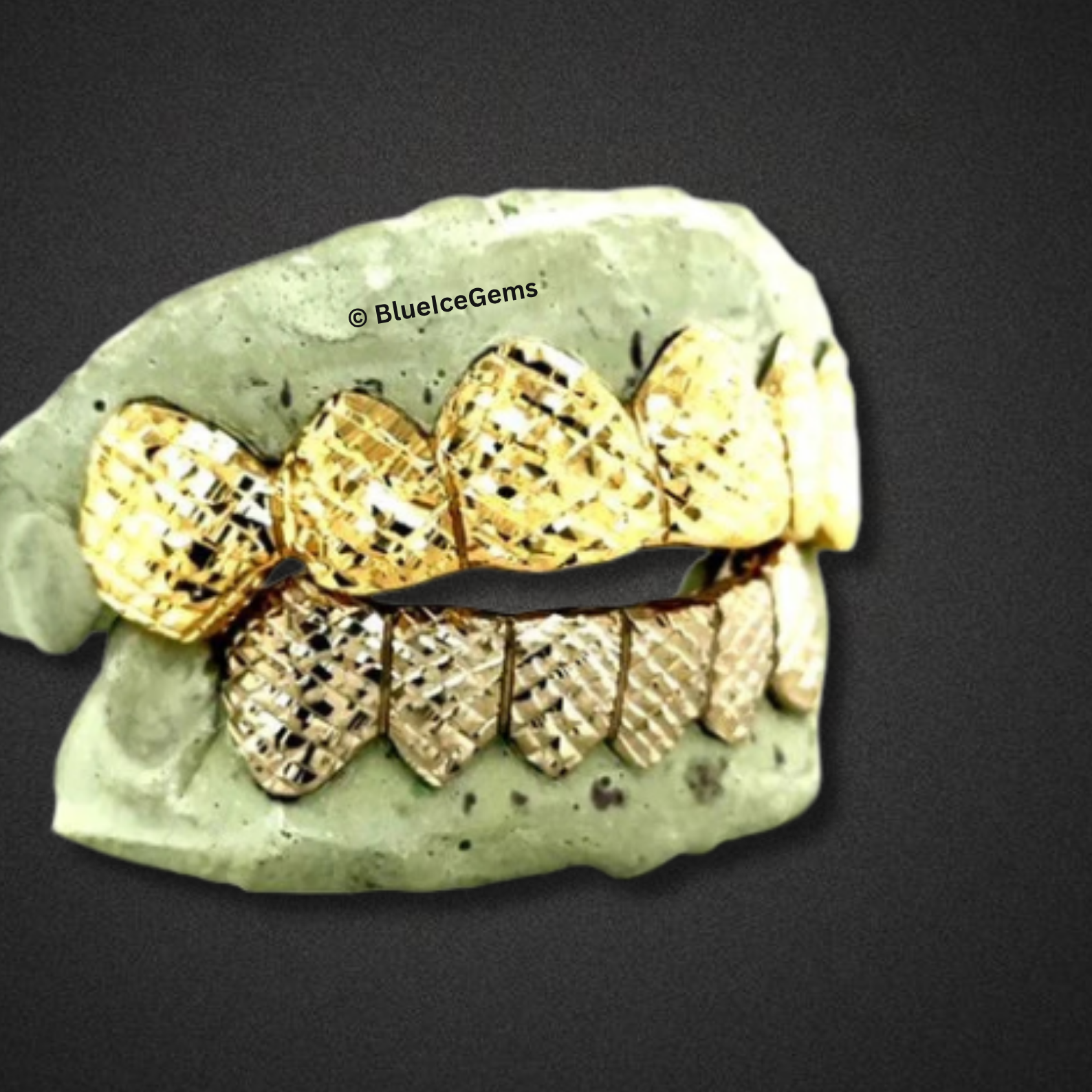 Gold Stacked Diamond-Cut Grillz