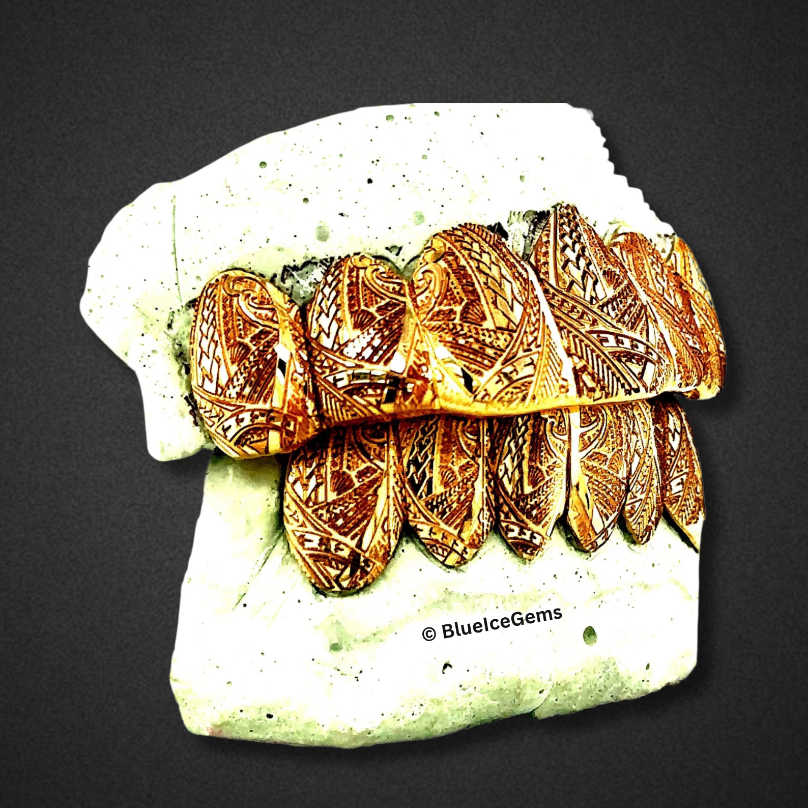 Tribal Flame Engraved Grillz