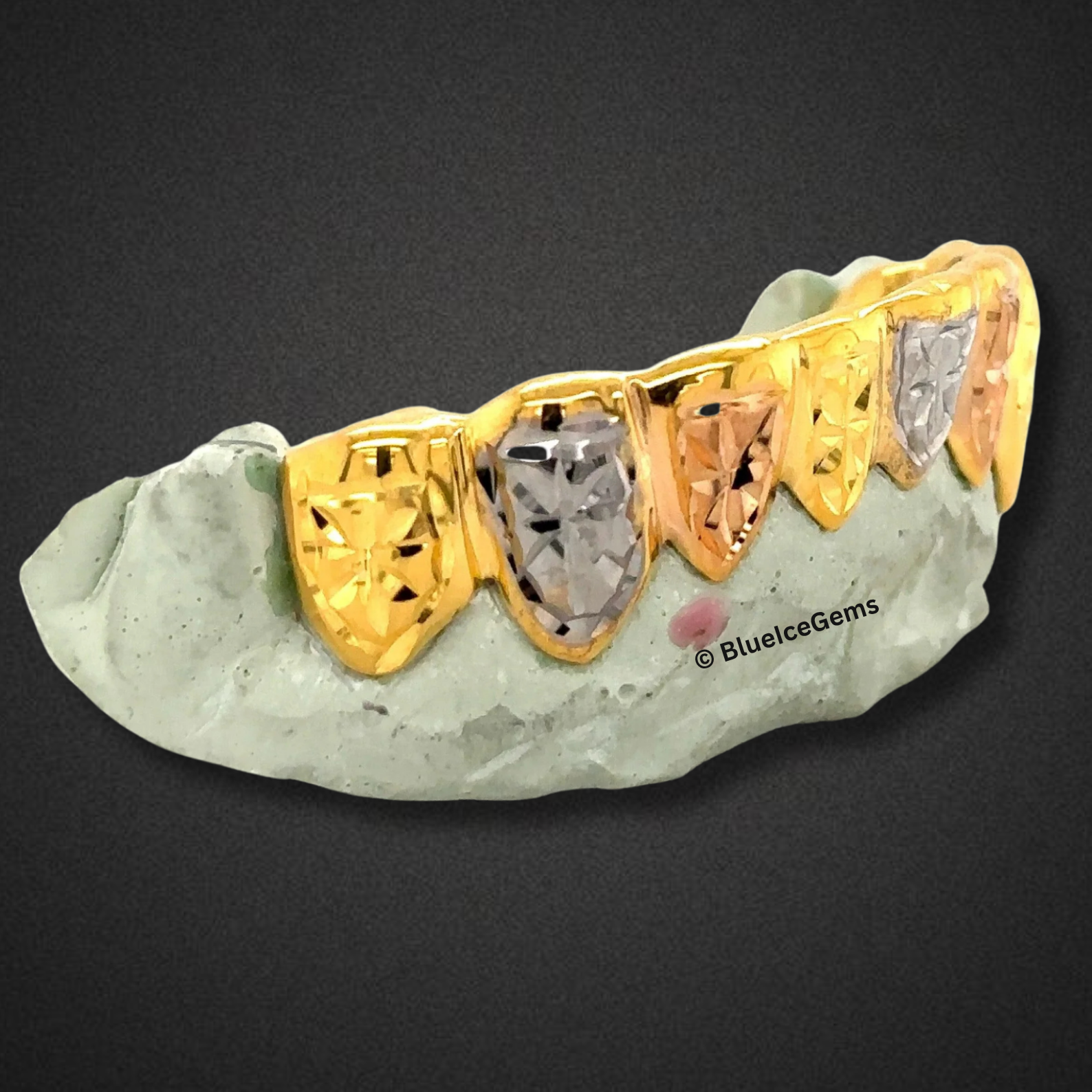 Tri-Gold Diamond Cut Grillz
