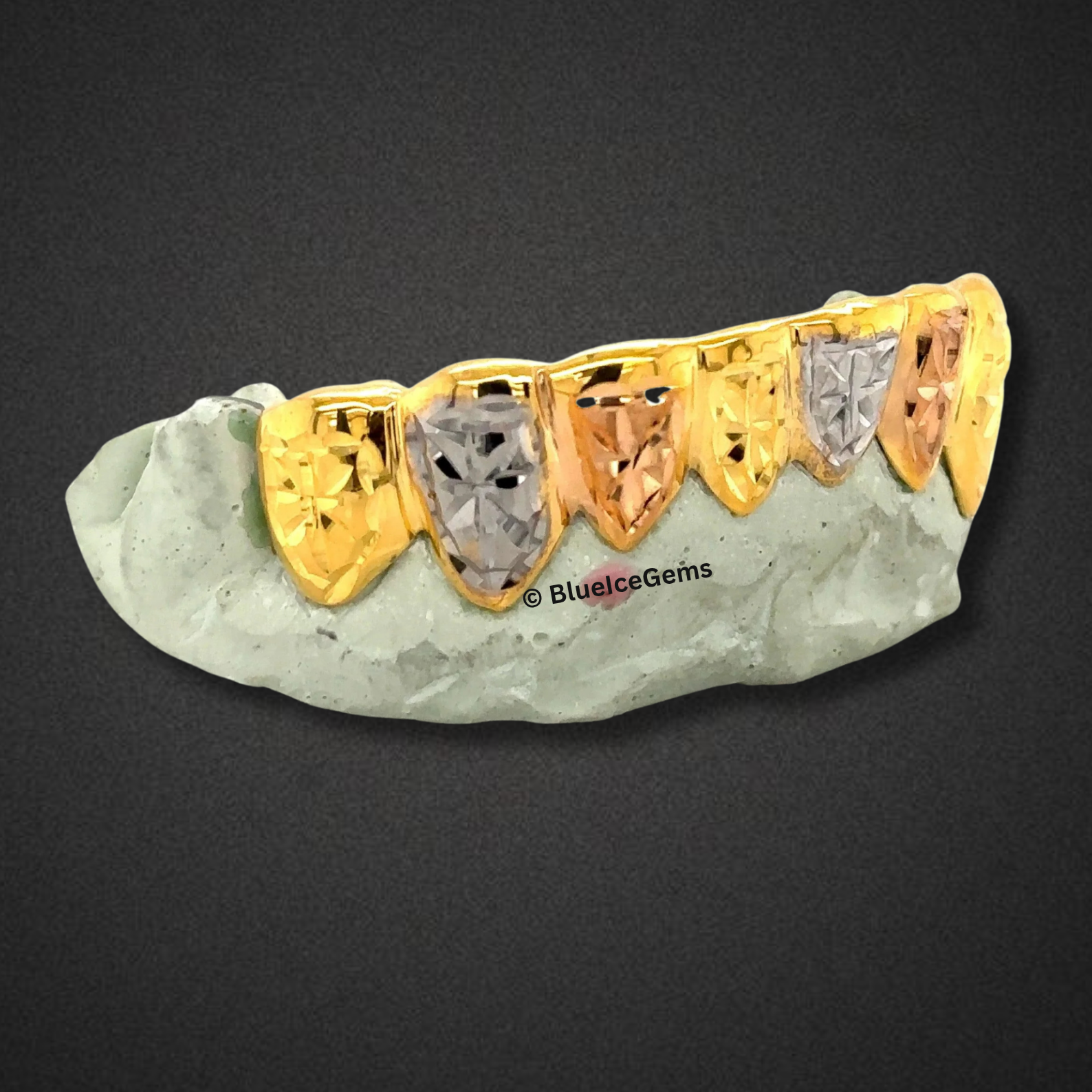 Tri-Gold Diamond Cut Grillz