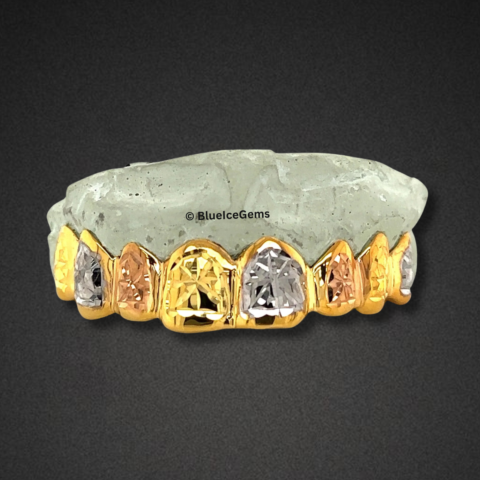 Royale Tricolor Diamond-Cut Grillz