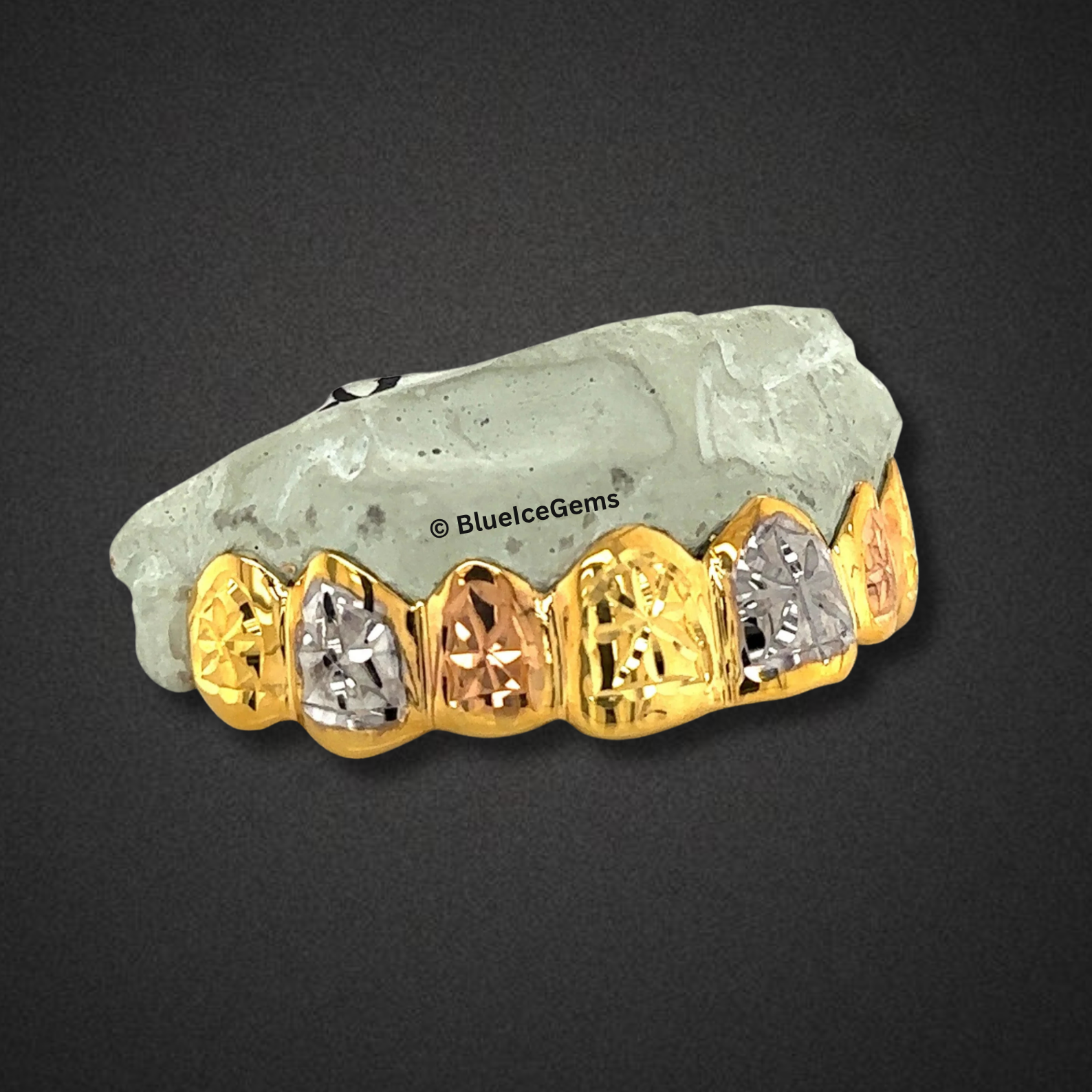 Royale Tricolor Diamond-Cut Grillz