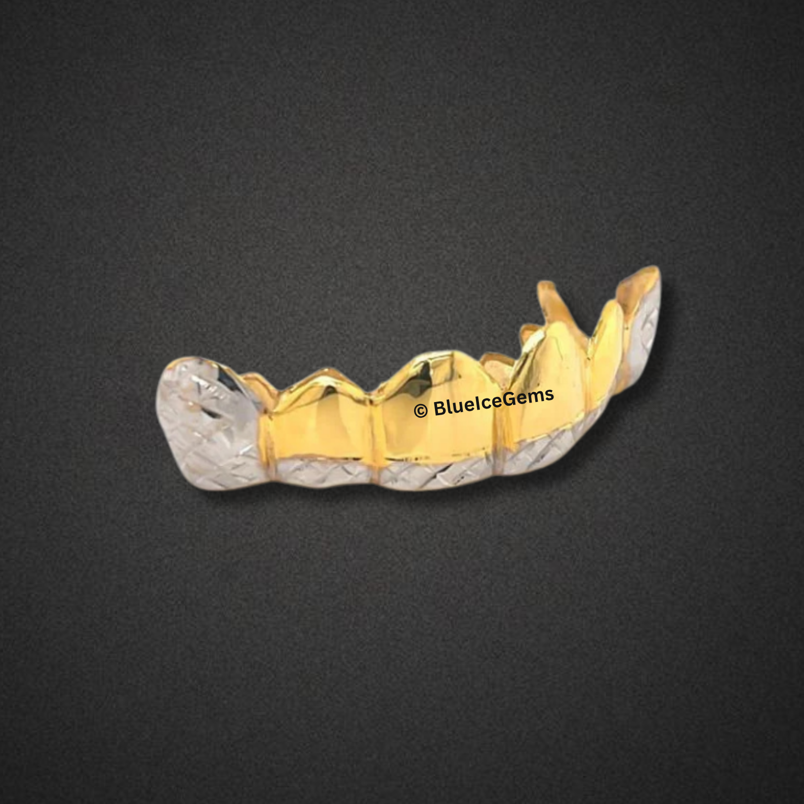 Diamond Cut and Gold Two-Tone Grillz