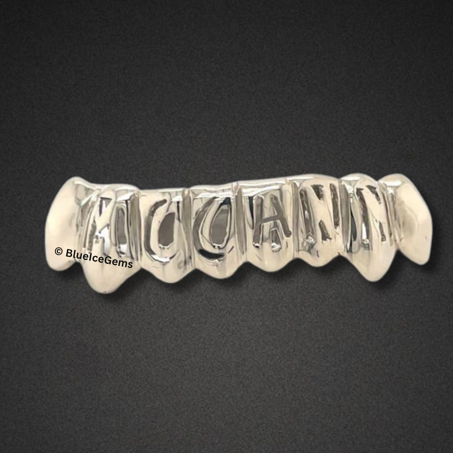 Solid White Gold Cutout Name Grillz