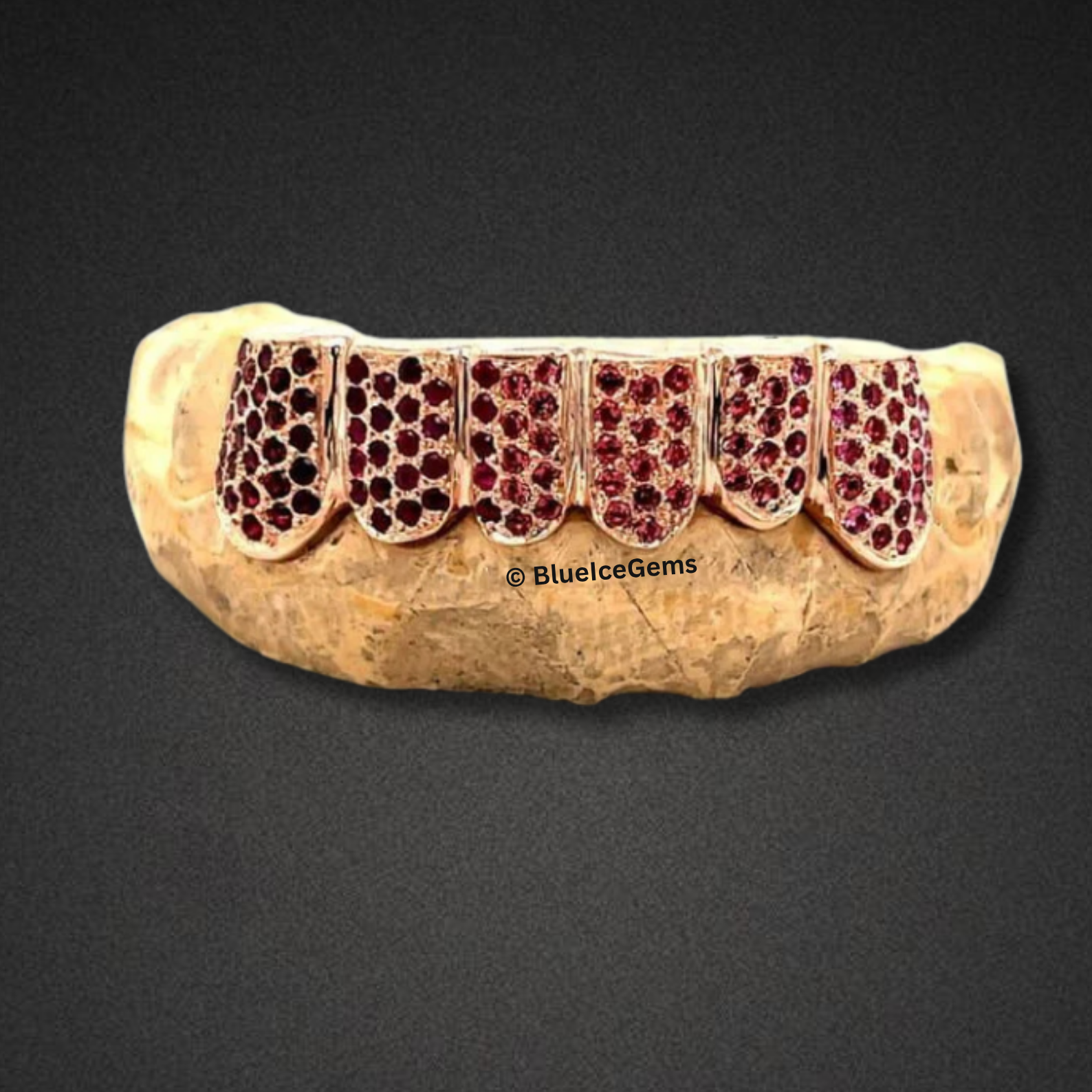 Iced Out Rose Gold Ruby Grillz