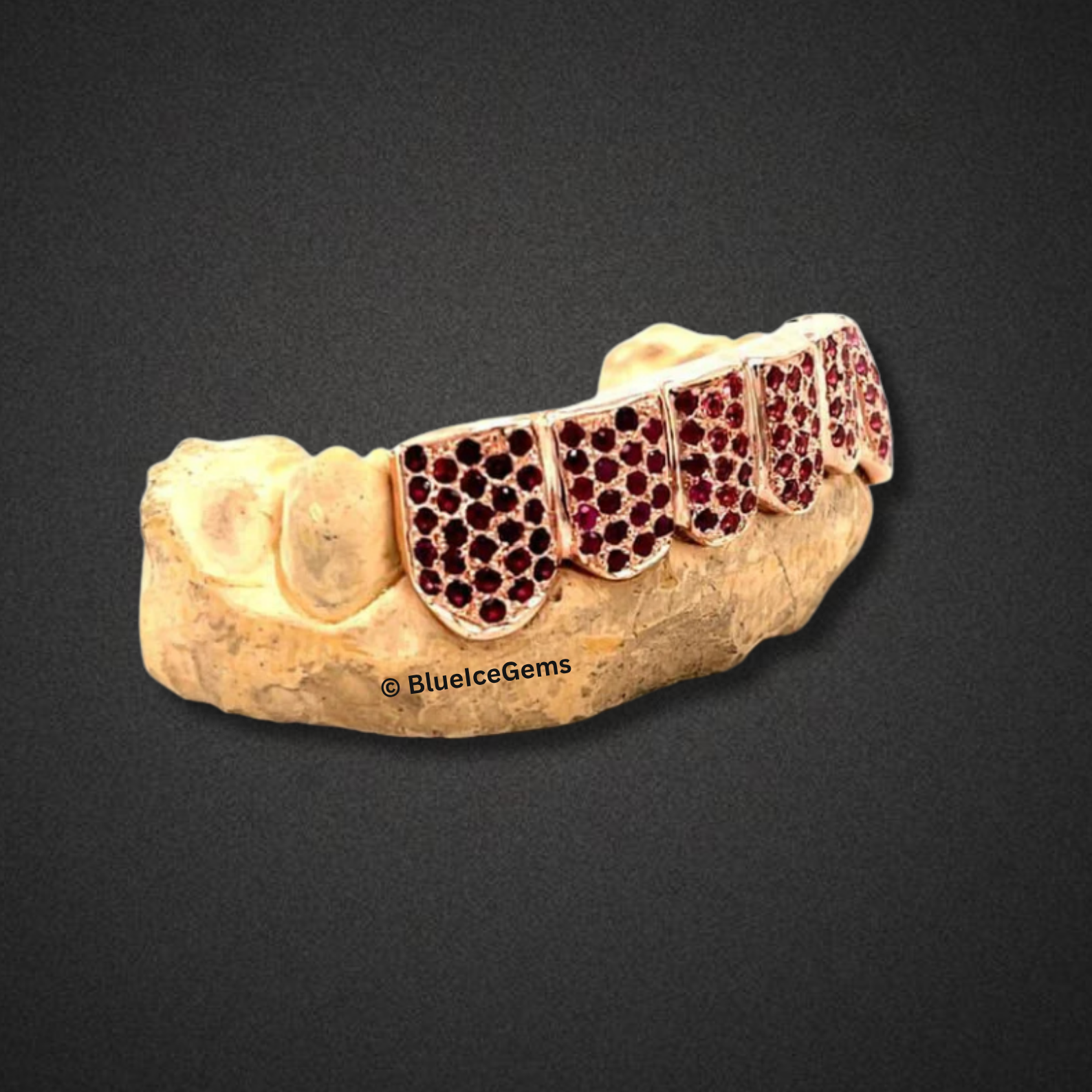 Iced Out Rose Gold Ruby Grillz