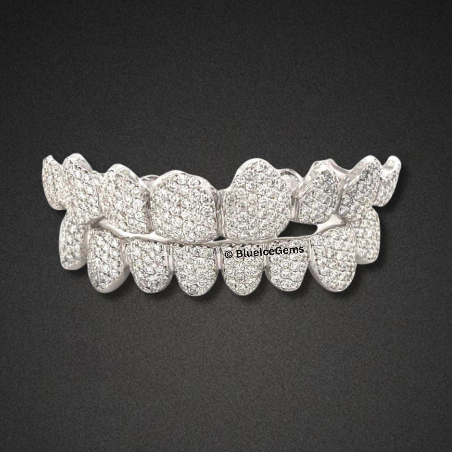 Fully Iced Out White Gold Grillz