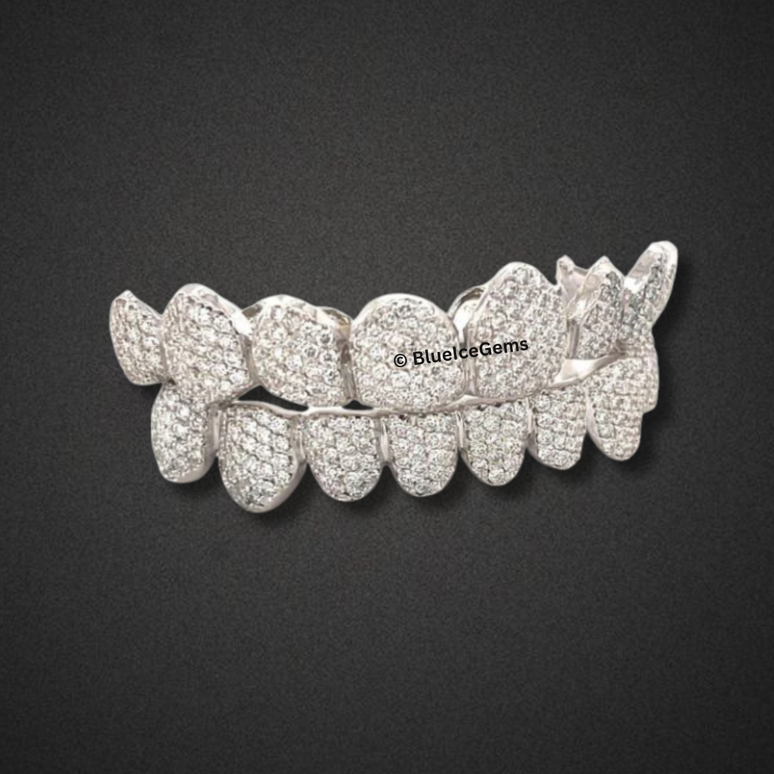 Fully Iced Out White Gold Grillz