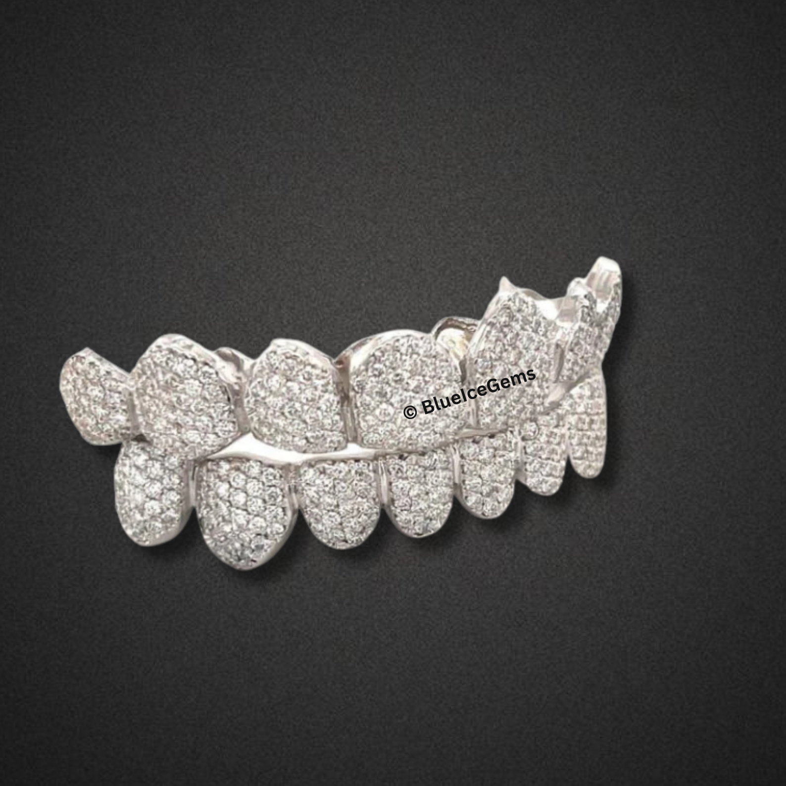 Fully Iced Out White Gold Grillz