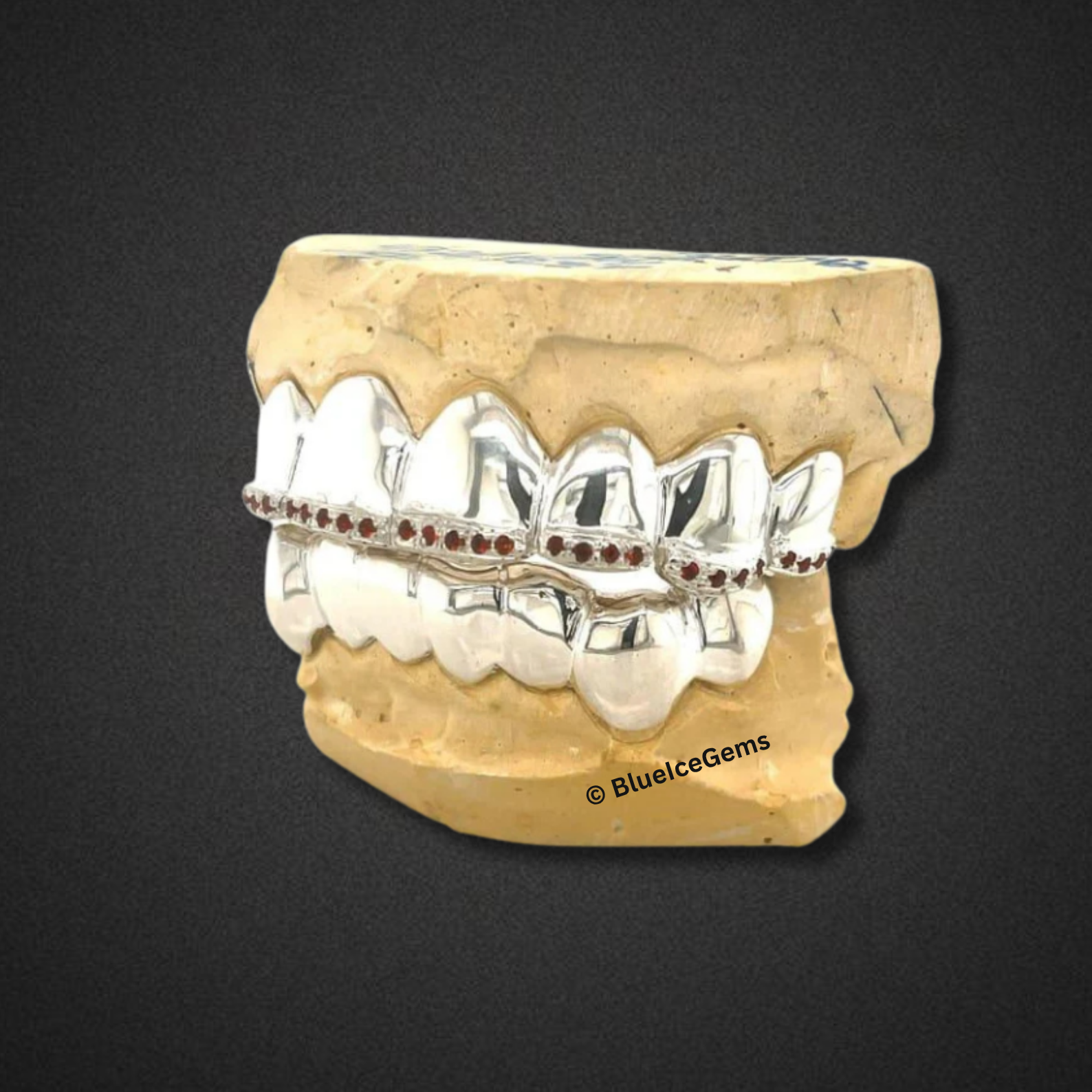 Classic Ruby Bar White Gold Grillz