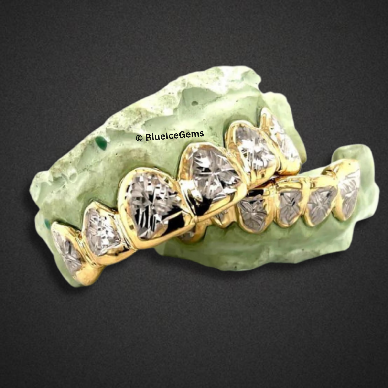 Two-Tone Diamond-Cut Starburst Grillz