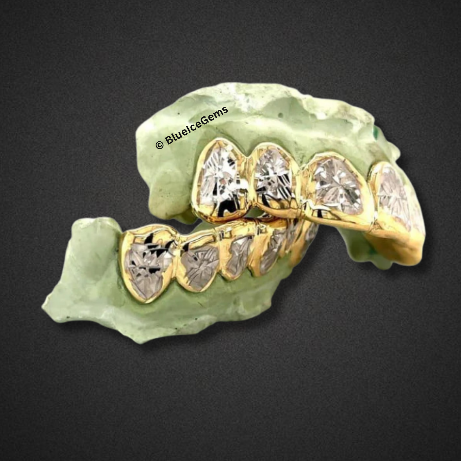 Two-Tone Diamond-Cut Starburst Grillz