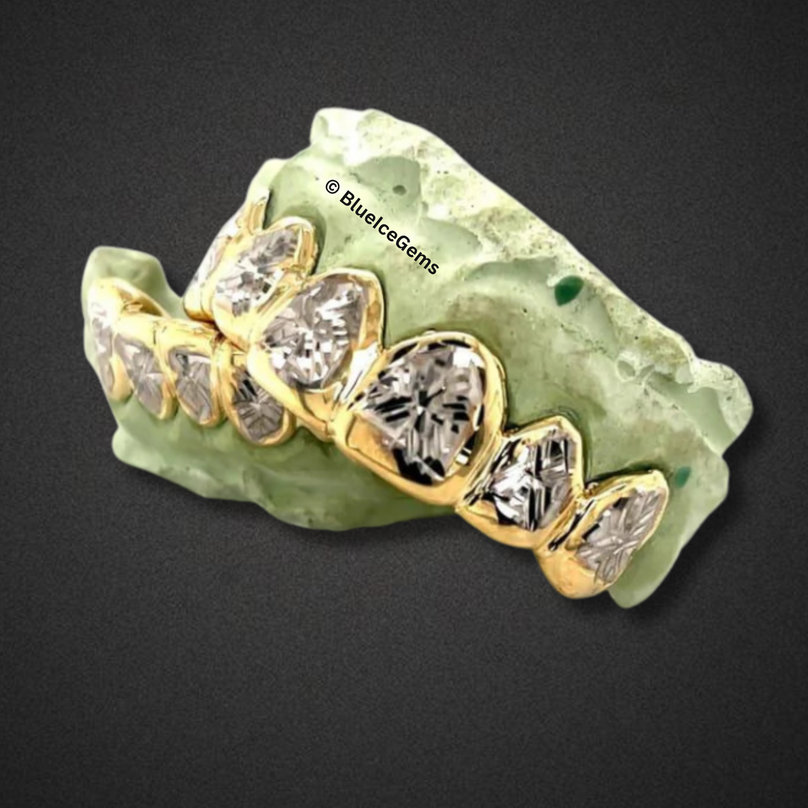 Two-Tone Diamond-Cut Starburst Grillz
