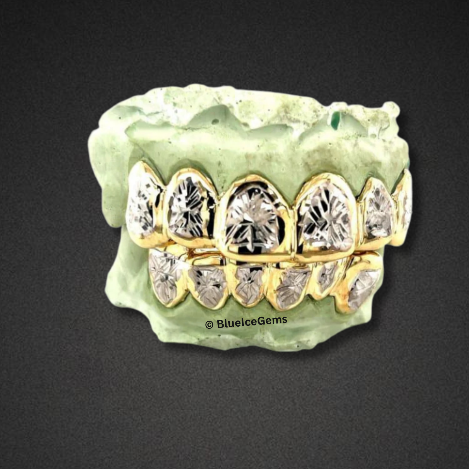 Two-Tone Diamond-Cut Starburst Grillz