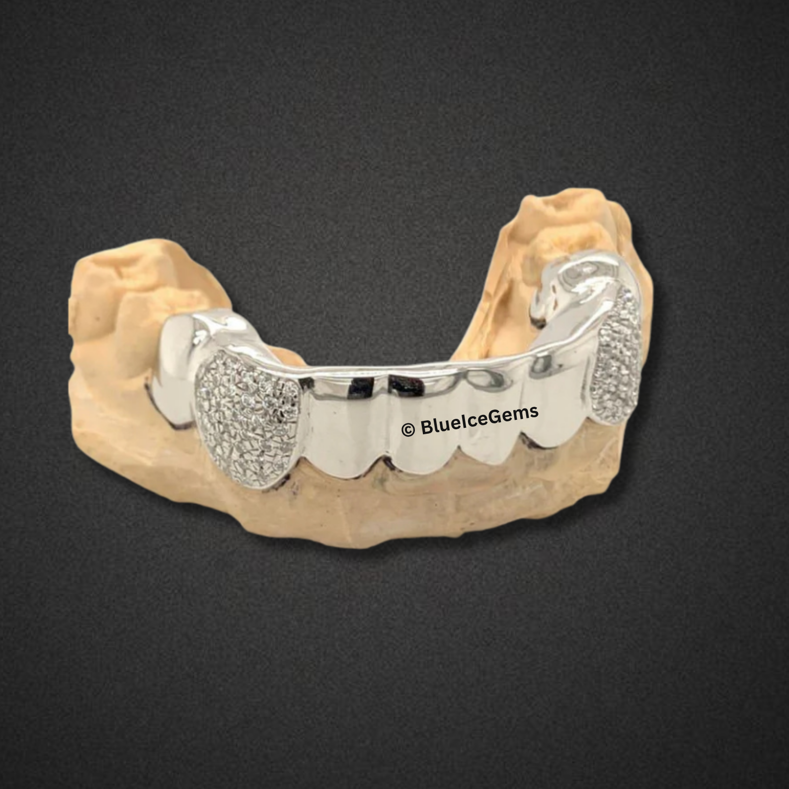 White Gold Diamond Fangs Bar Grillz
